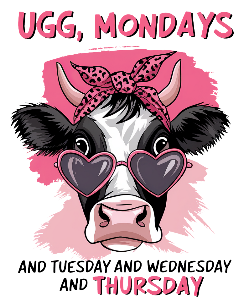 Ugg, Mondays... Funny Diva Cow Sticker | Laminated Vinyl Decal | Funny Gift Stickers | Multiple Sizes | Perfect for Laptops, Cars, Tumblers and More!