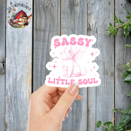 Sassy Little Soul - Cute Pink Fairy Kitten Coquette Aesthetic Sticker | Laminated Vinyl Decal | Funny Gift Stickers | Multiple Sizes | Perfect for Laptops, Cars, Tumblers and More!