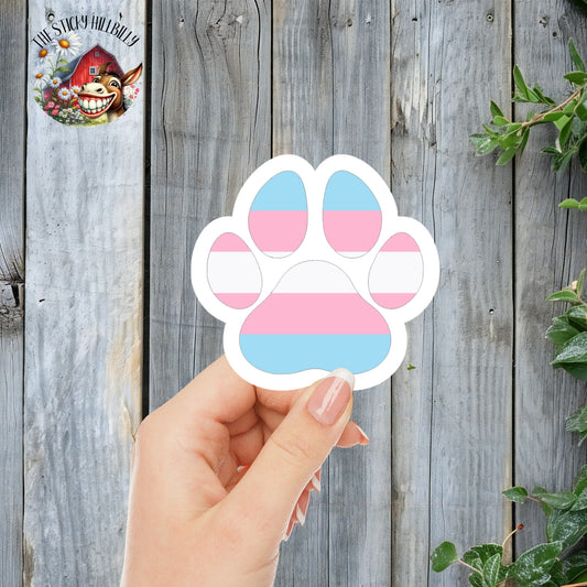 Transgender Pride - Pawprint Flag LGBTQIA+ Sticker | Laminated Vinyl Decal | Funny Gift Stickers | Multiple Sizes | Perfect for Laptops, Cars, Tumblers and More!