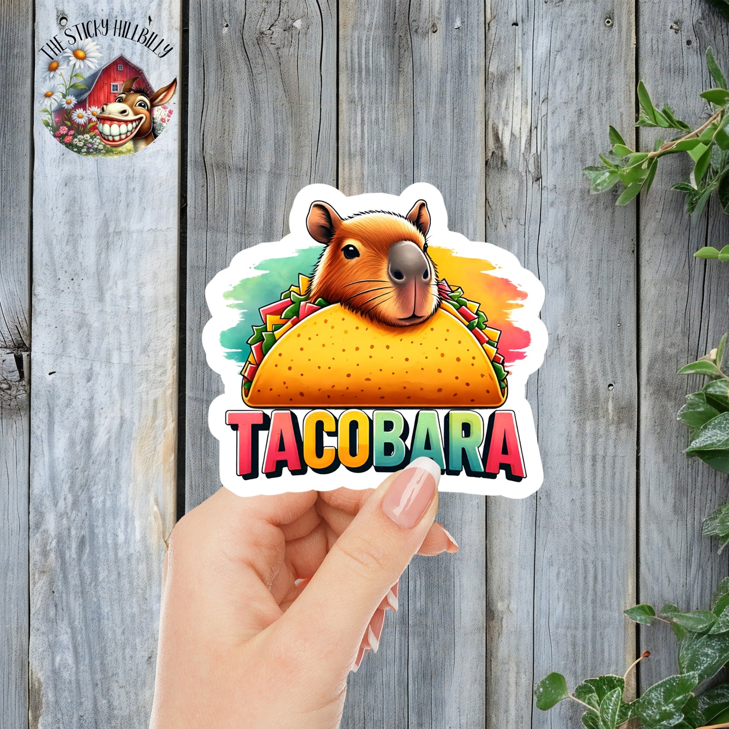 Tacobara - Vibrant Capybara Sticker | Laminated Vinyl Decal | Funny Gift Stickers | Multiple Sizes | Perfect for Laptops, Cars, Tumblers and More!