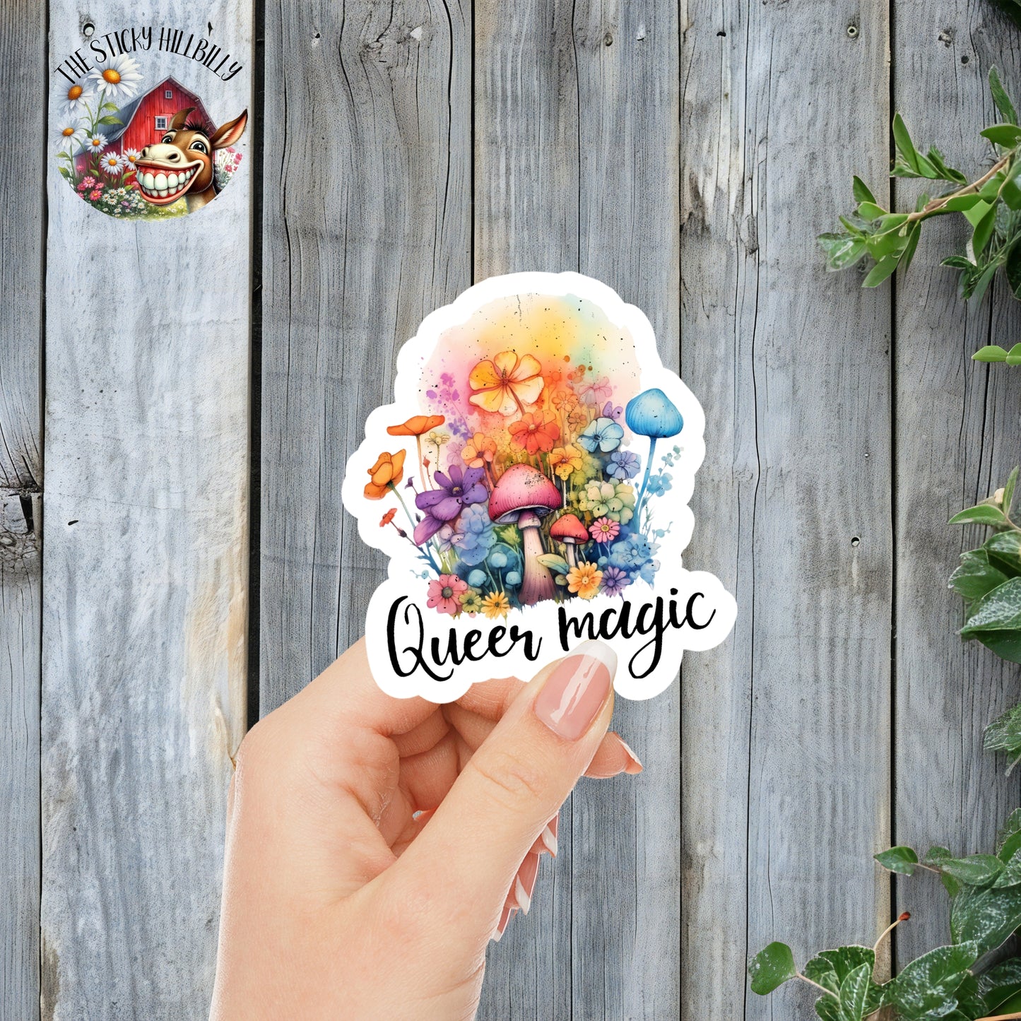 Queer Magic - LGBTQIA+ Floral Fantasy Mushroom Aesthetic Sticker | Laminated Vinyl Decal | Funny Gift Stickers | Multiple Sizes | Perfect for Laptops, Cars, Tumblers and More!