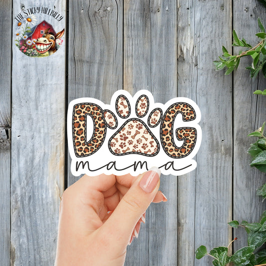 Dog Mama Pawprint - Pet Parent Sticker | Laminated Vinyl Decal | Funny Gift Stickers | Multiple Sizes | Perfect for Laptops, Cars, Tumblers and More!