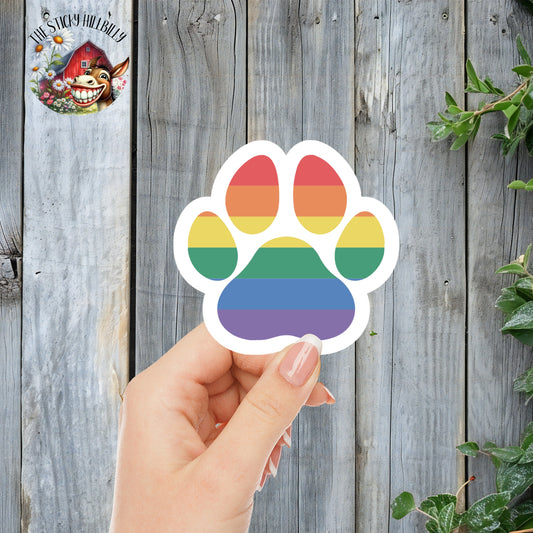 Gay Pride - Pawprint Flag LGBTQIA+ Sticker, MLM | Laminated Vinyl Decal | Funny Gift Stickers | Multiple Sizes | Perfect for Laptops, Cars, Tumblers and More!