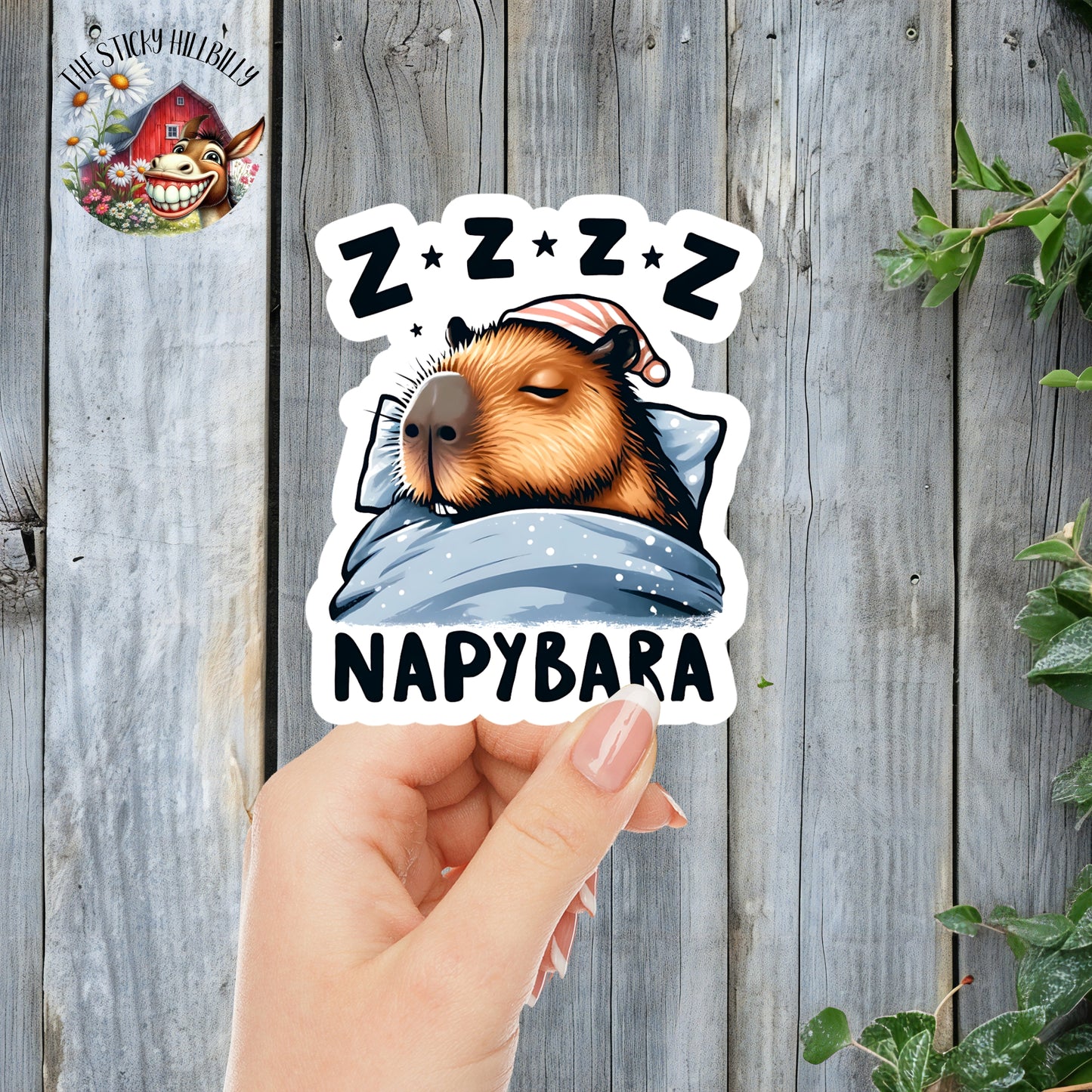 Napybara - Cute Sleepy Capybara Sticker | Laminated Vinyl Decal | Funny Gift Stickers | Multiple Sizes | Perfect for Laptops, Cars, Tumblers and More!