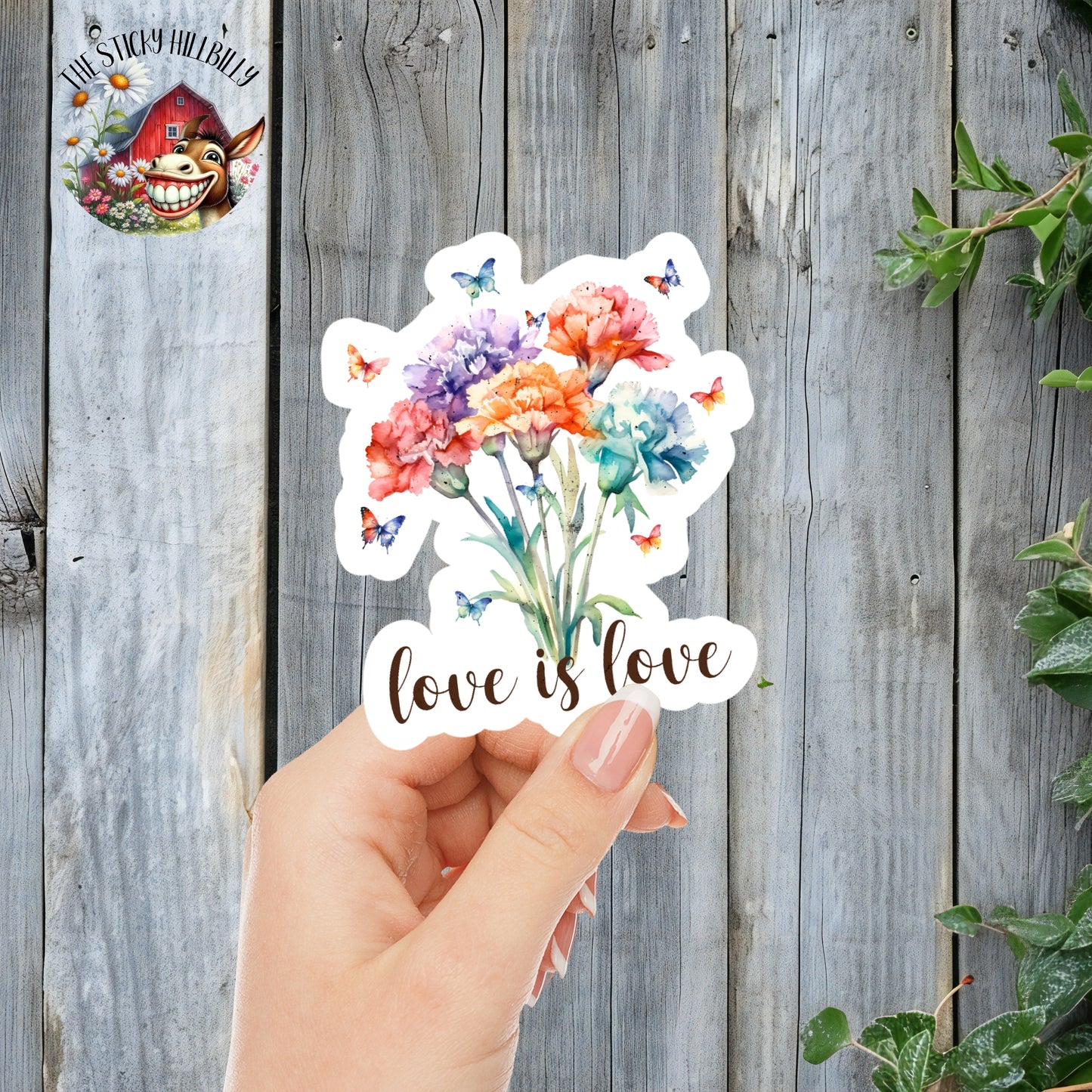 Love Is Love - LGBTQIA+ Flowers & Butterflies Sticker | Laminated Vinyl Decal | Funny Gift Stickers | Multiple Sizes | Perfect for Laptops, Cars, Tumblers and More!