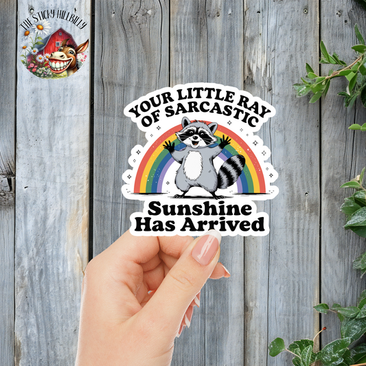 Sarcastic Rainbow Raccoon | Laminated Vinyl Decal | Funny Gift Stickers | Multiple Sizes | Perfect for Laptops, Cars, Tumblers and More!