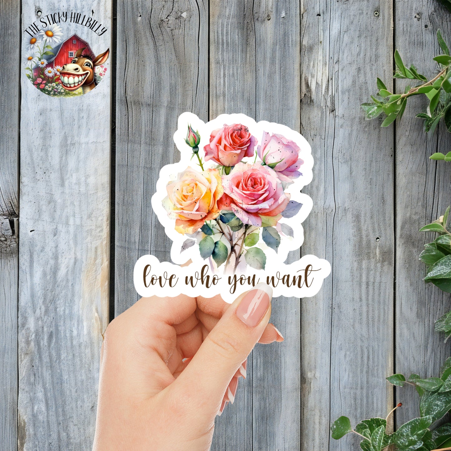 Love Who You Want - LGBTQIA+ Floral Aesthetic Sticker | Laminated Vinyl Decal | Funny Gift Stickers | Multiple Sizes | Perfect for Laptops, Cars, Tumblers and More!