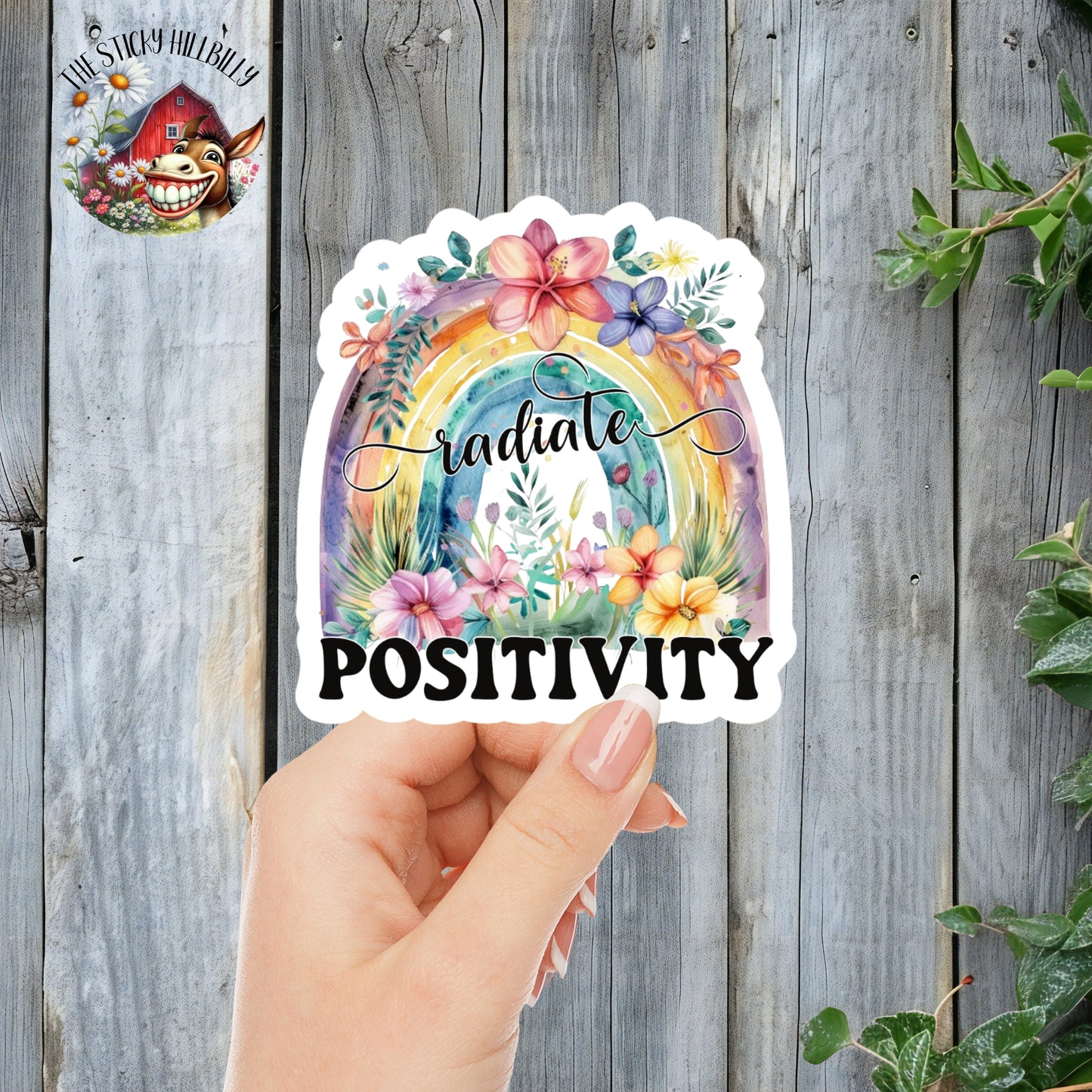 Radiate Positivity - Floral Sunflower Aesthetic Daily Affirmations and Motivational Sticker | Laminated Vinyl Decal | Funny Gift Stickers | Multiple Sizes | Perfect for Laptops, Cars, Tumblers and More!