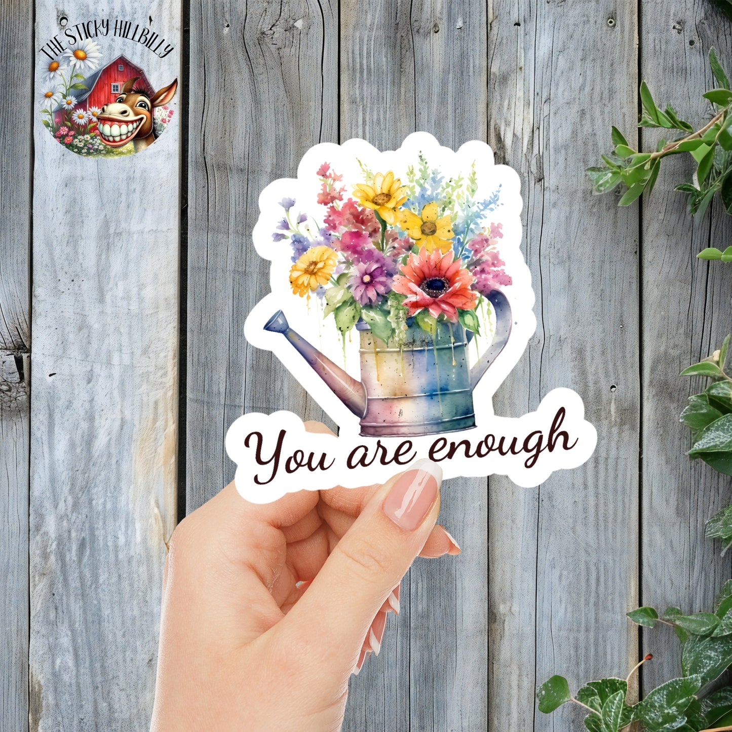 You Are Enough - LGBTQIA+ Floral Watering Can Gardening Aesthetic Sticker | Laminated Vinyl Decal | Funny Gift Stickers | Multiple Sizes | Perfect for Laptops, Cars, Tumblers and More!