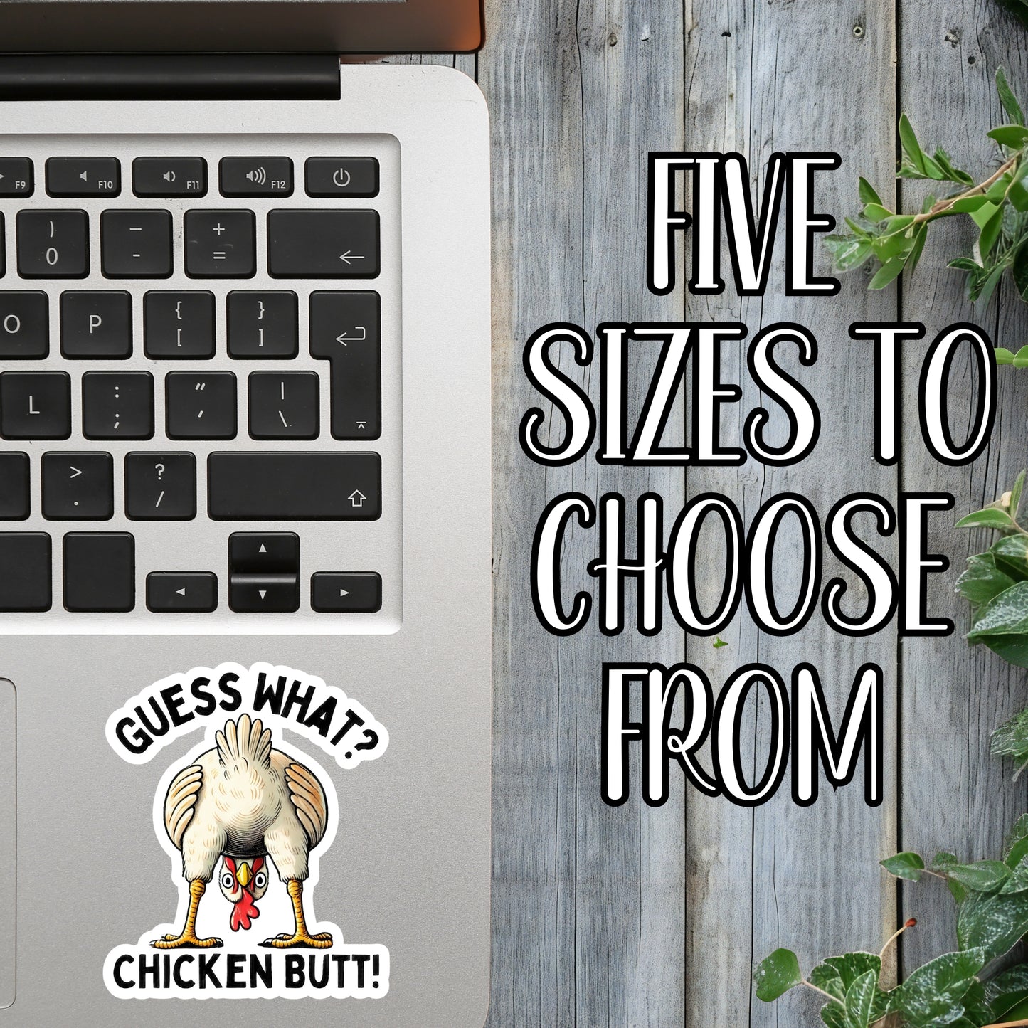 Guess What? Chicken Butt! - Funny Chicken Sticker | Laminated Vinyl Decal | Funny Gift Stickers | Multiple Sizes | Perfect for Laptops, Cars, Tumblers and More!