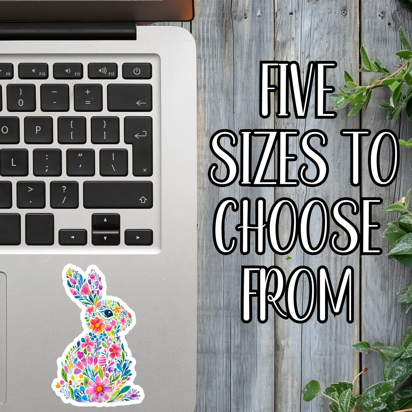 Pretty Floral Aesthetic Easter Bunny Sticker | Laminated Vinyl Decal | Funny Gift Stickers | Multiple Sizes | Perfect for Laptops, Cars, Tumblers and More!