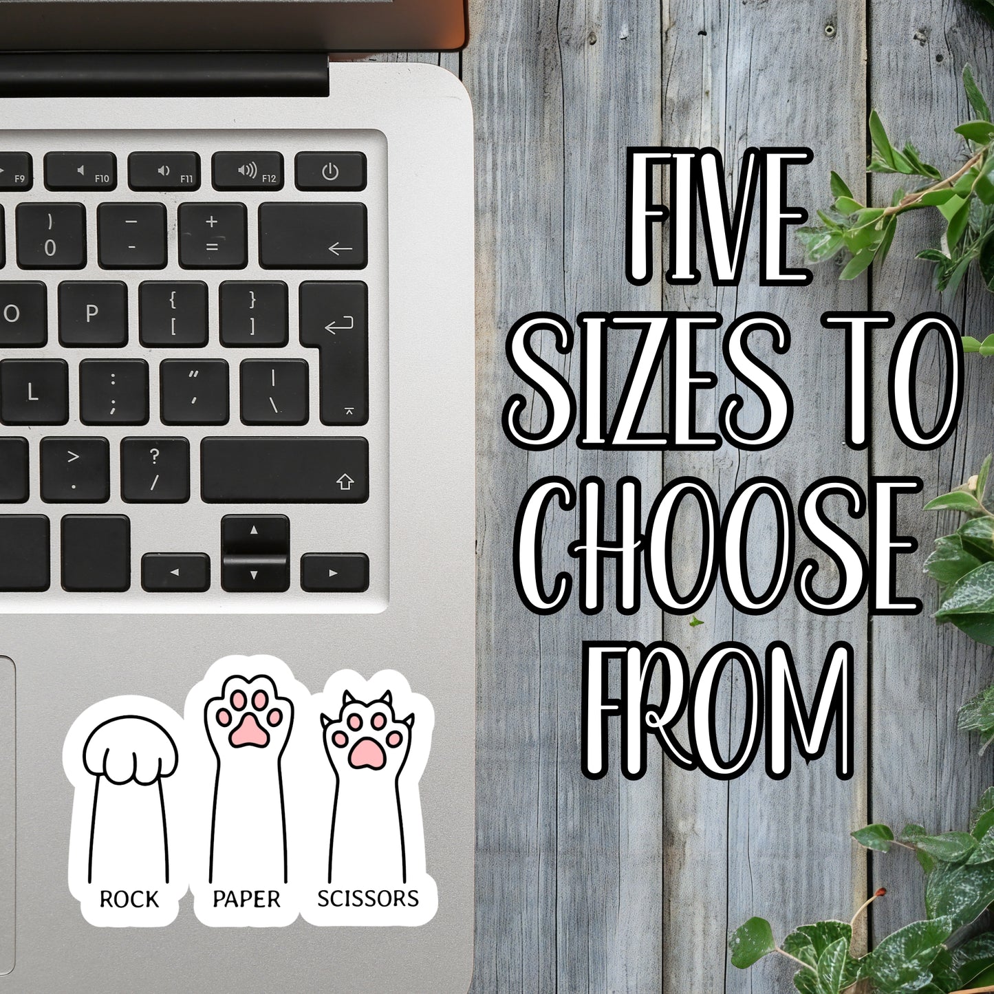 Rock, Paper, Scissors - Funny Cute Cat Paw Sticker | Laminated Vinyl Decal | Funny Gift Stickers | Multiple Sizes | Perfect for Laptops, Cars, Tumblers and More!