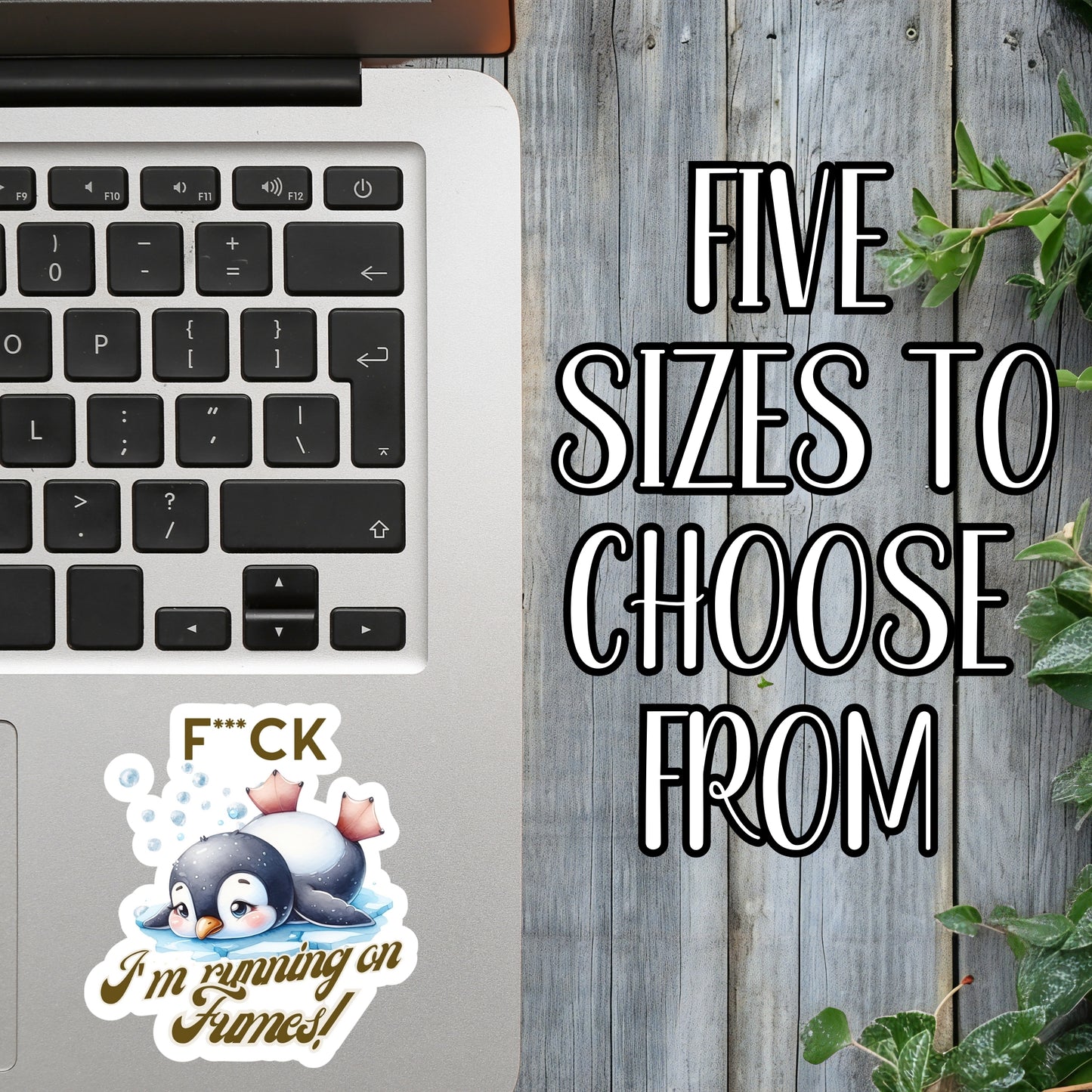 F*ck, I'm Running On Fumes - Sleepy Penguin Sticker | Laminated Vinyl Decal | Funny Gift Stickers | Multiple Sizes | Perfect for Laptops, Cars, Tumblers and More!