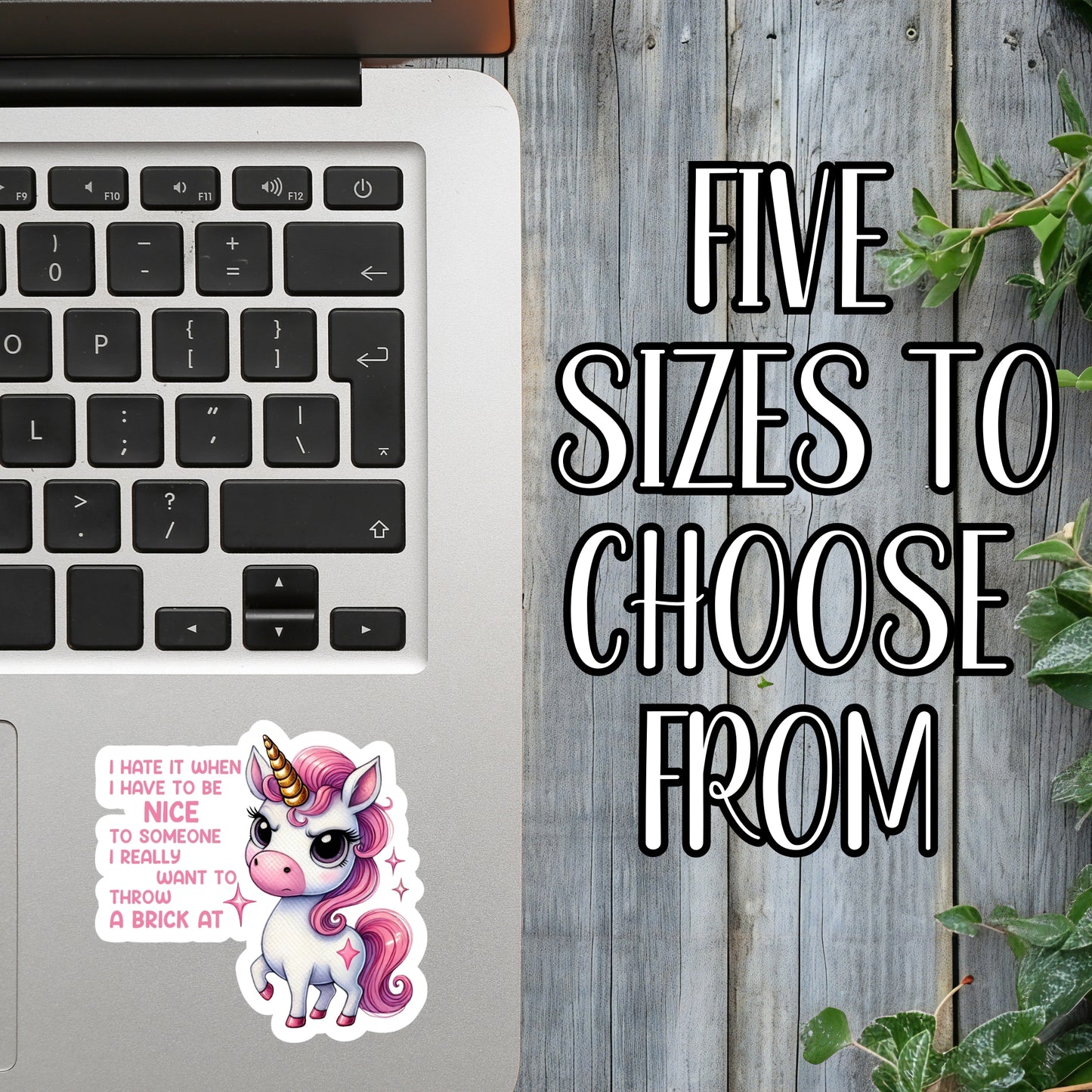 I Wanna Throw A Brick At Someone - Passive Aggressive Unicorn Sticker | Laminated Vinyl Decal | Funny Gift Stickers | Multiple Sizes | Perfect for Laptops, Cars, Tumblers and More!