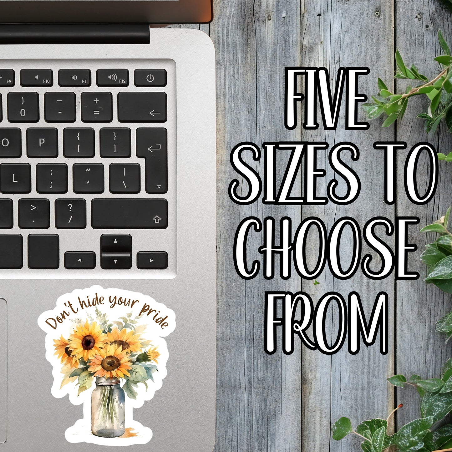 Don't Hide Your Pride - LGBTQIA+ Sunflower Mason Jar Aesthetic Sticker | Laminated Vinyl Decal | Funny Gift Stickers | Multiple Sizes | Perfect for Laptops, Cars, Tumblers and More!