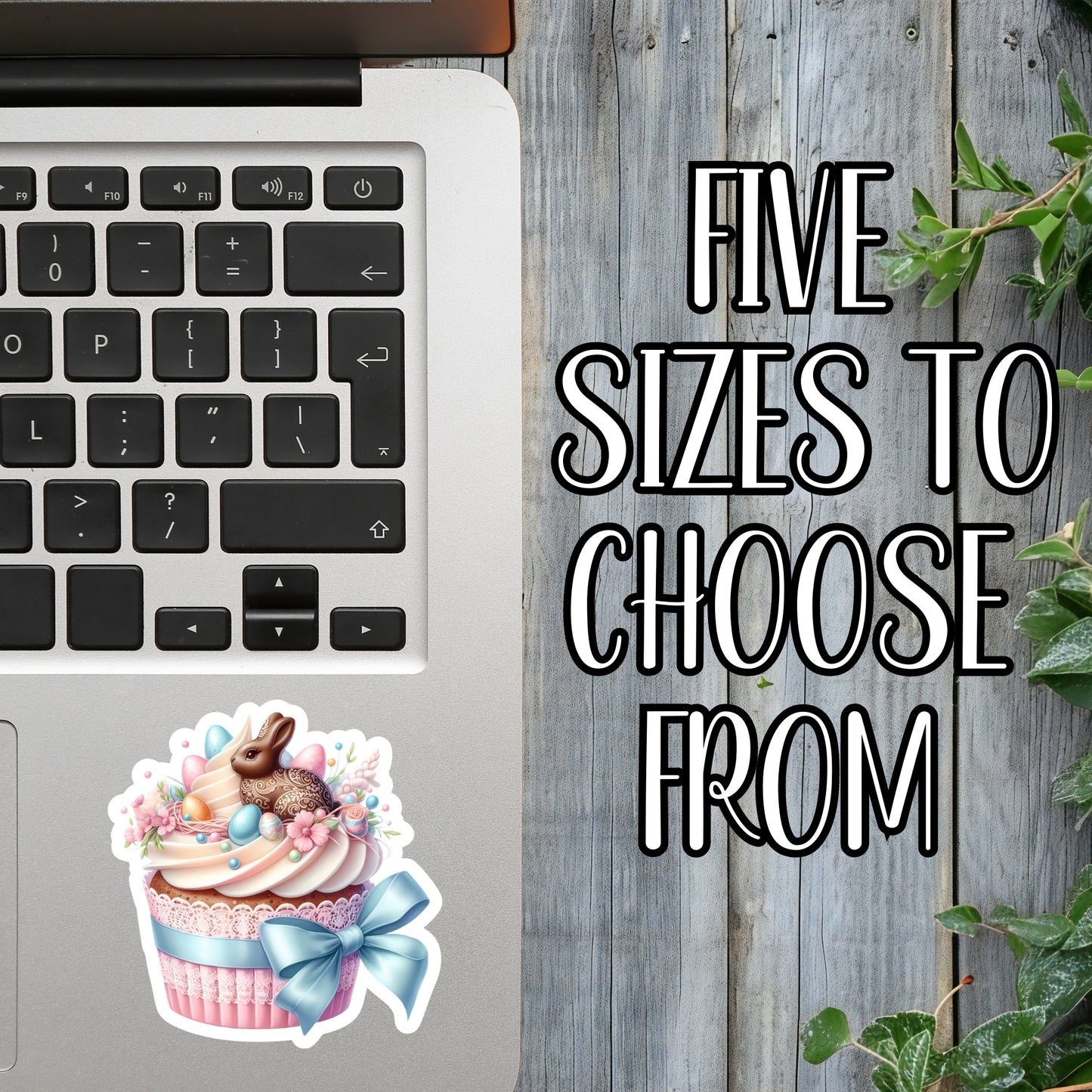 Easter Bunny Cupcake - Floral, Sweet Treat Aesthetic Sticker | Laminated Vinyl Decal | Funny Gift Stickers | Multiple Sizes | Perfect for Laptops, Cars, Tumblers and More!