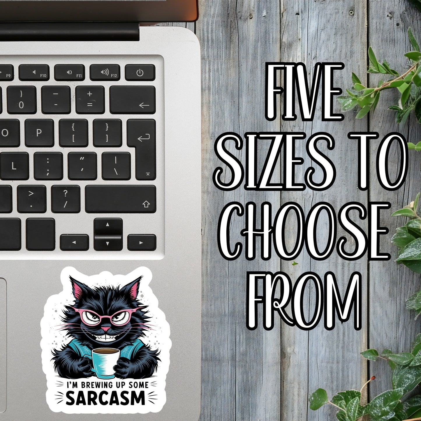 I'm Brewing Up Some Sarcasm - Drama Cat Coffee Sticker | Laminated Vinyl Decal | Funny Gift Stickers | Multiple Sizes | Perfect for Laptops, Cars, Tumblers and More!