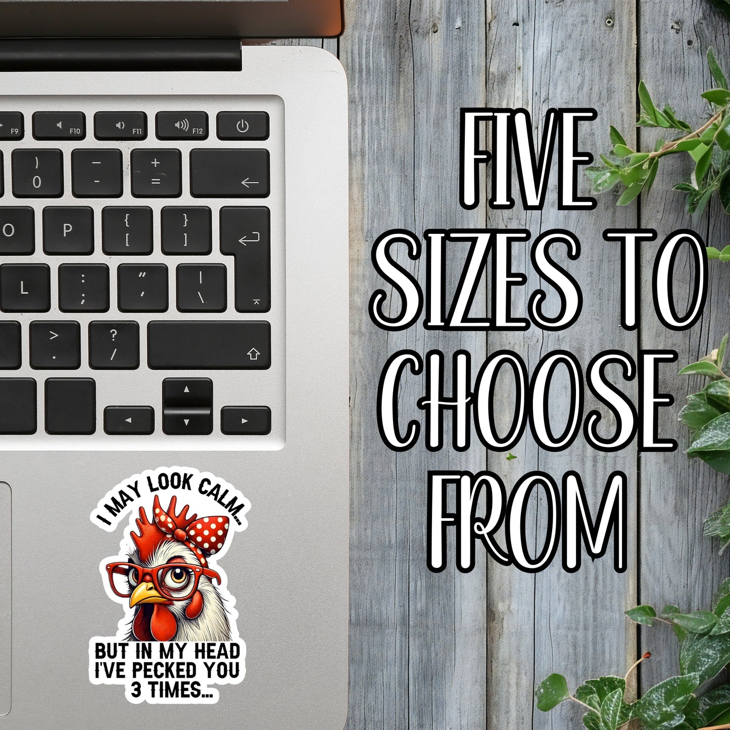 I May Look Calm... But In My Head I've Pecked You Three Times - Funny Chicken Sticker | Laminated Vinyl Decal | Funny Gift Stickers | Multiple Sizes | Perfect for Laptops, Cars, Tumblers and More!