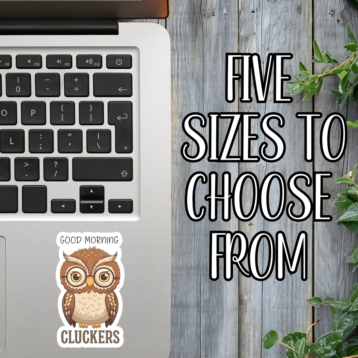 Good Morning Cluckers - Cute Geeky Owl Sticker | Laminated Vinyl Decal | Funny Gift Stickers | Multiple Sizes | Perfect for Laptops, Cars, Tumblers and More!