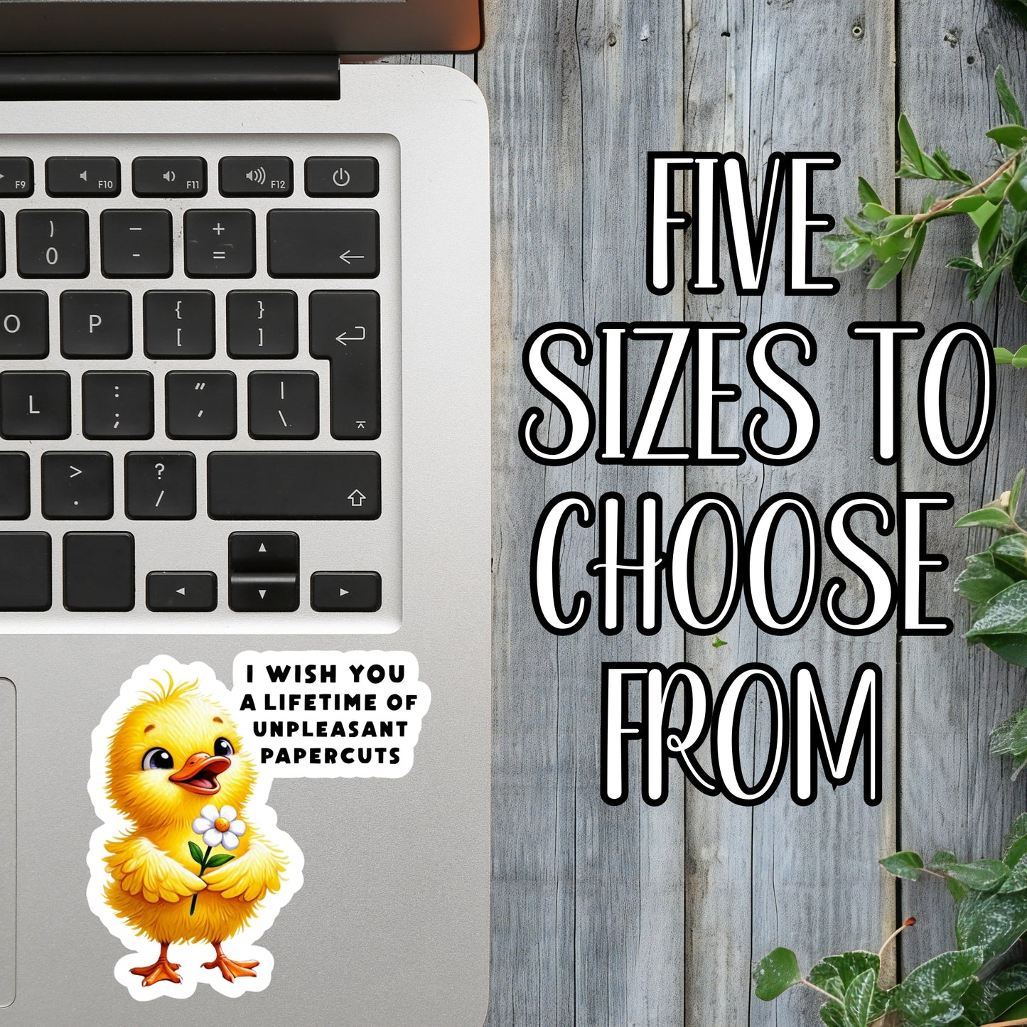 "I Wish You A Lifetime Of Unpleasant Papercuts" - Angry But Happy Cute Baby Chick Sticker | Laminated Vinyl Decal | Funny Gift Stickers | Multiple Sizes | Perfect for Laptops, Cars, Tumblers and More!