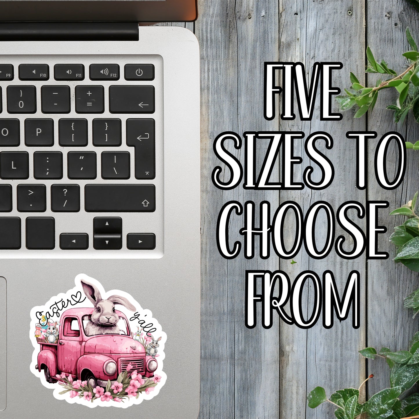 Easter, Y'all - Cute Bunny Rabbit Spring Floral Tractor Aesthetic Sticker | Laminated Vinyl Decal | Funny Gift Stickers | Multiple Sizes | Perfect for Laptops, Cars, Tumblers and More!