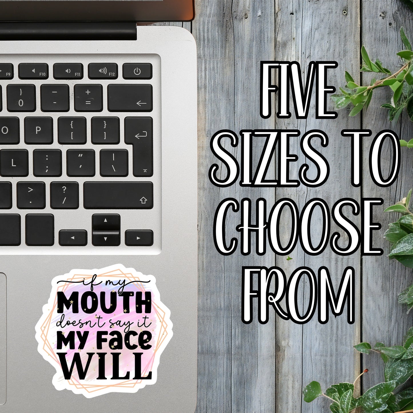 If My Mouth Doesn't Say It, My Face Will - Sassy Quote Sticker | Laminated Vinyl Decal | Funny Gift Stickers | Multiple Sizes | Perfect for Laptops, Cars, Tumblers and More!