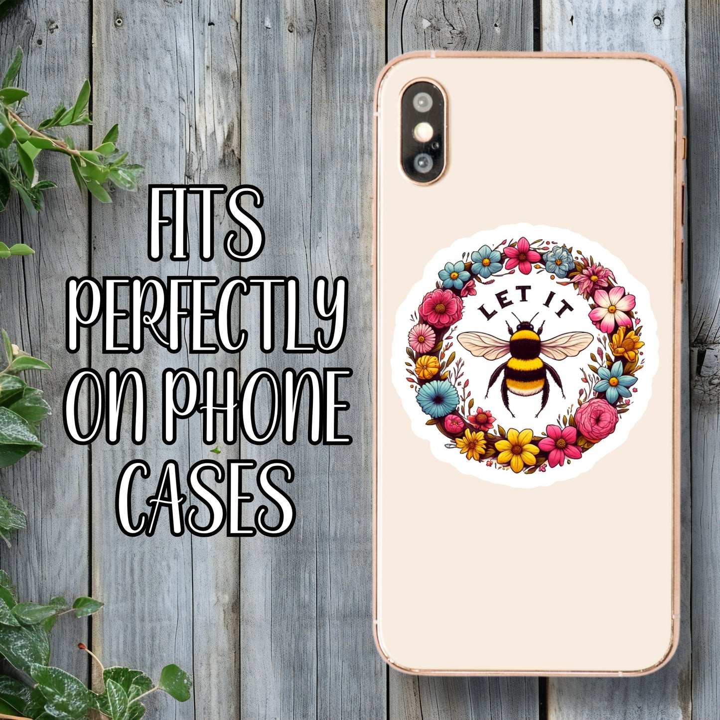 Let It Bee - Floral Sticker | Laminated Vinyl Decal | Funny Gift Stickers | Multiple Sizes | Perfect for Laptops, Cars, Tumblers and More!