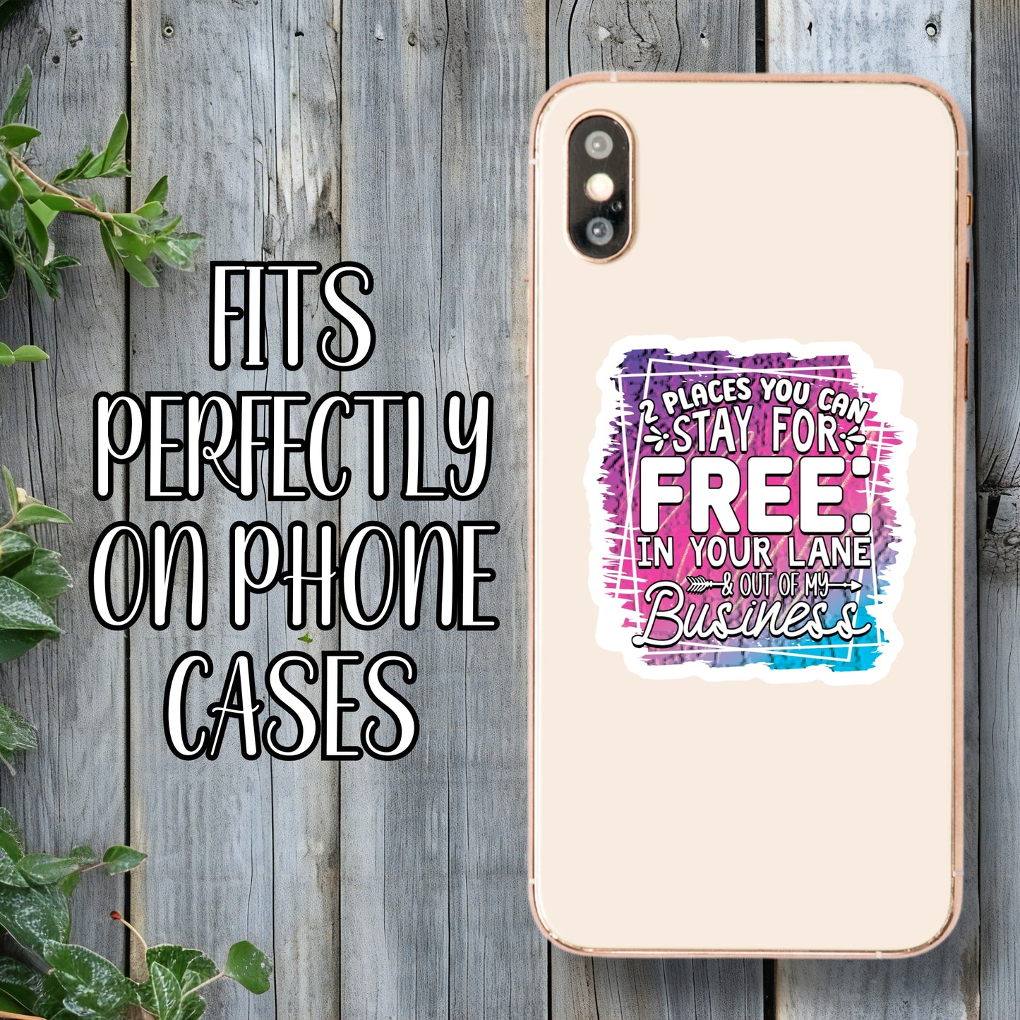 2 Places You Can Stay For Free: In Your Lane & Out Of My Business - Funny Quote Sticker | Laminated Vinyl Decal | Funny Gift Stickers | Multiple Sizes | Perfect for Laptops, Cars, Tumblers and More!