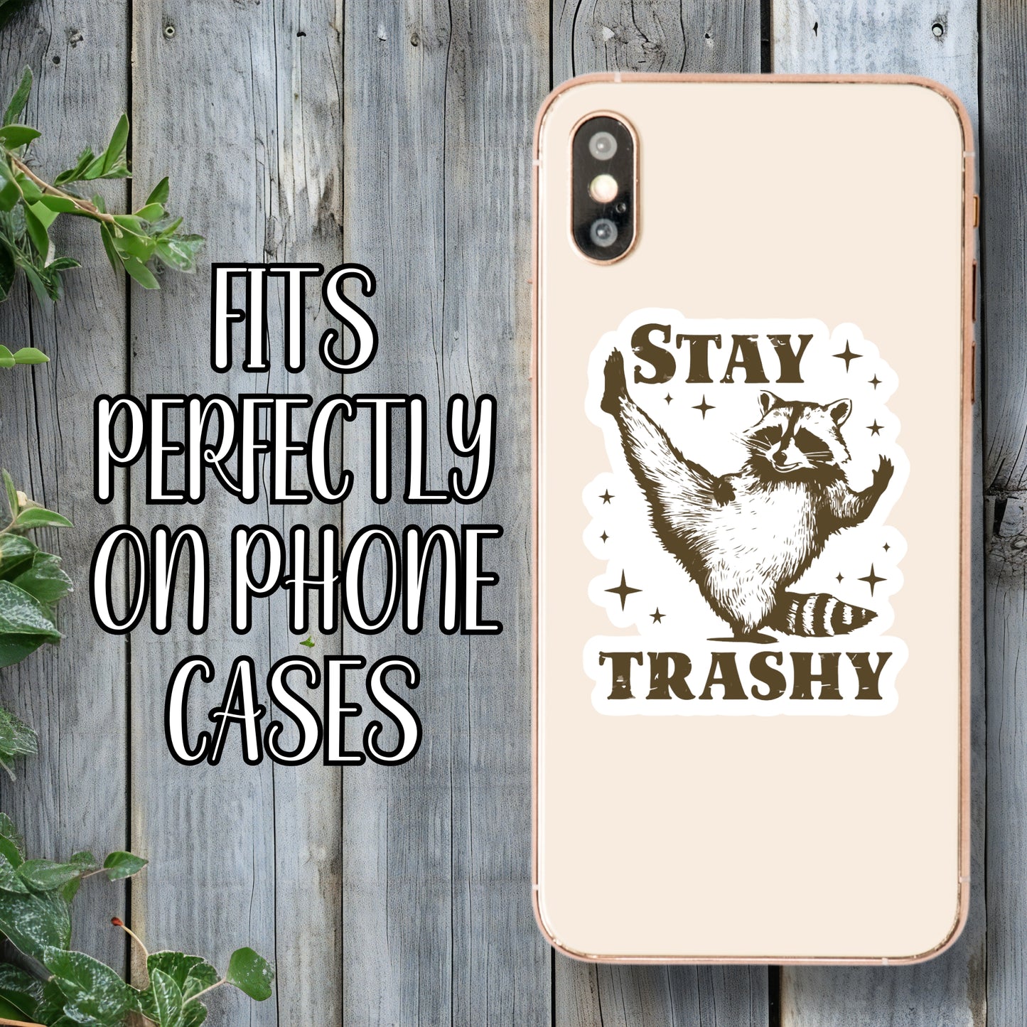 Stay Trashy Raccoon Sticker | Laminated Vinyl Decal | Funny Gift Stickers | Multiple Sizes | Perfect for Laptops, Cars, Tumblers and More!