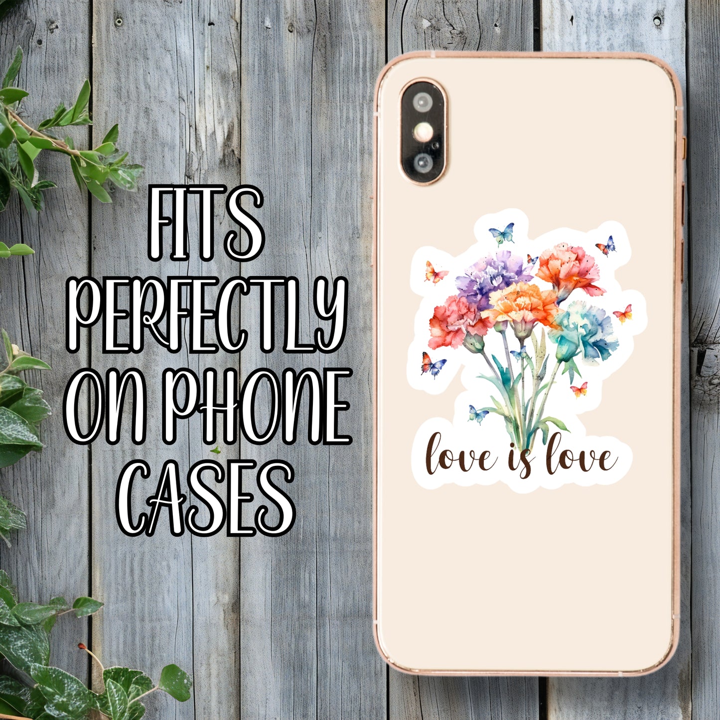 Love Is Love - LGBTQIA+ Flowers & Butterflies Sticker | Laminated Vinyl Decal | Funny Gift Stickers | Multiple Sizes | Perfect for Laptops, Cars, Tumblers and More!