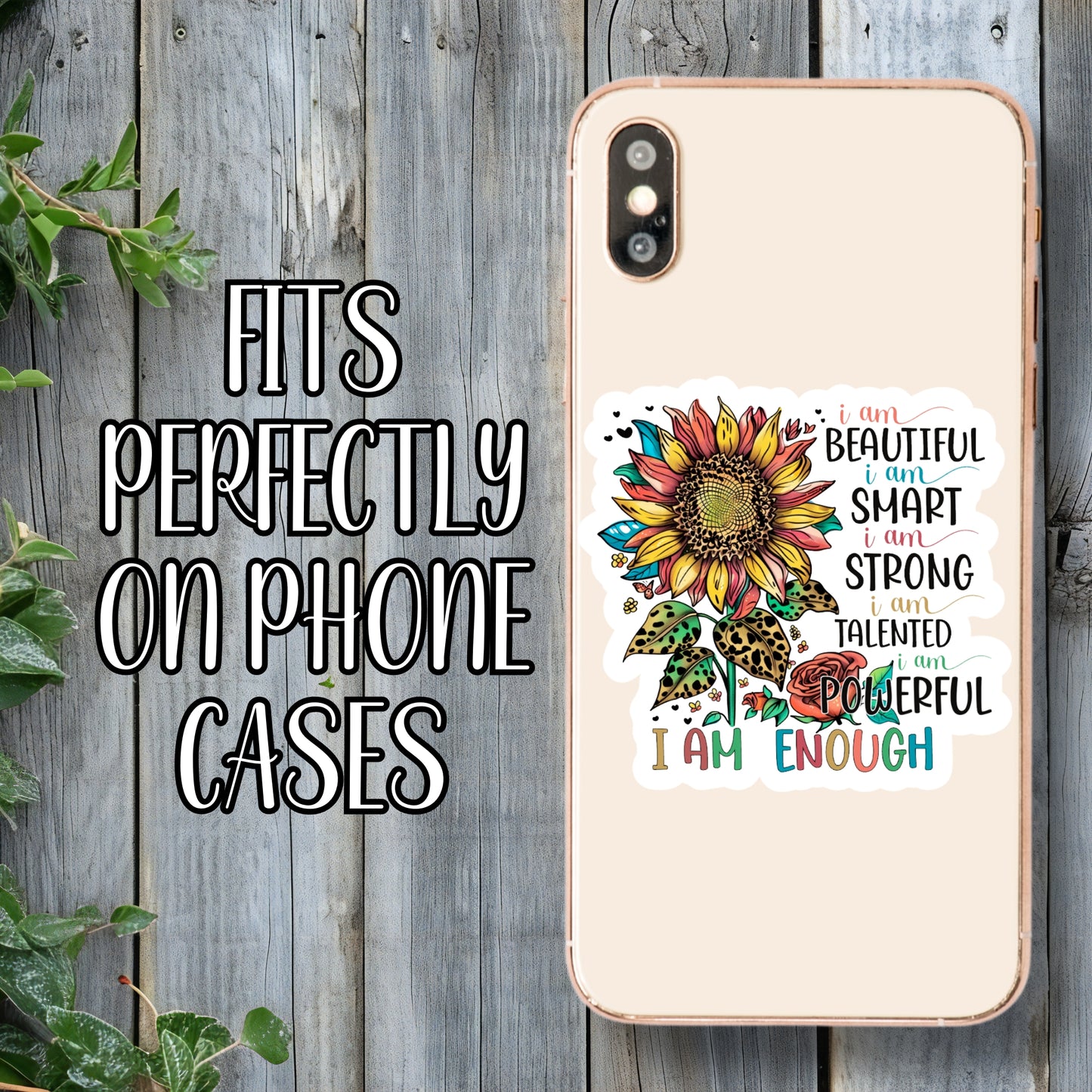 I Am Enough Sunflower Aesthetic Daily Affirmations Sticker | Laminated Vinyl Decal | Funny Gift Stickers | Multiple Sizes | Perfect for Laptops, Cars, Tumblers and More!