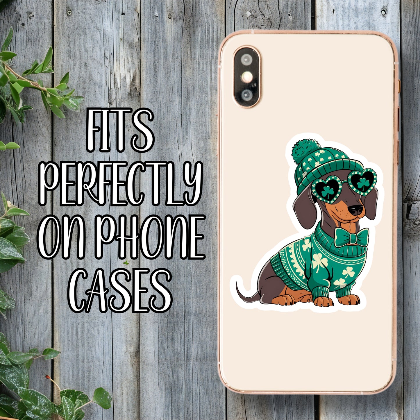 Luck Of The Irish Weiner Dog - Cute St. Patrick's Day Dachshund Sticker | Laminated Vinyl Decal | Funny Gift Stickers | Multiple Sizes | Perfect for Laptops, Cars, Tumblers and More!