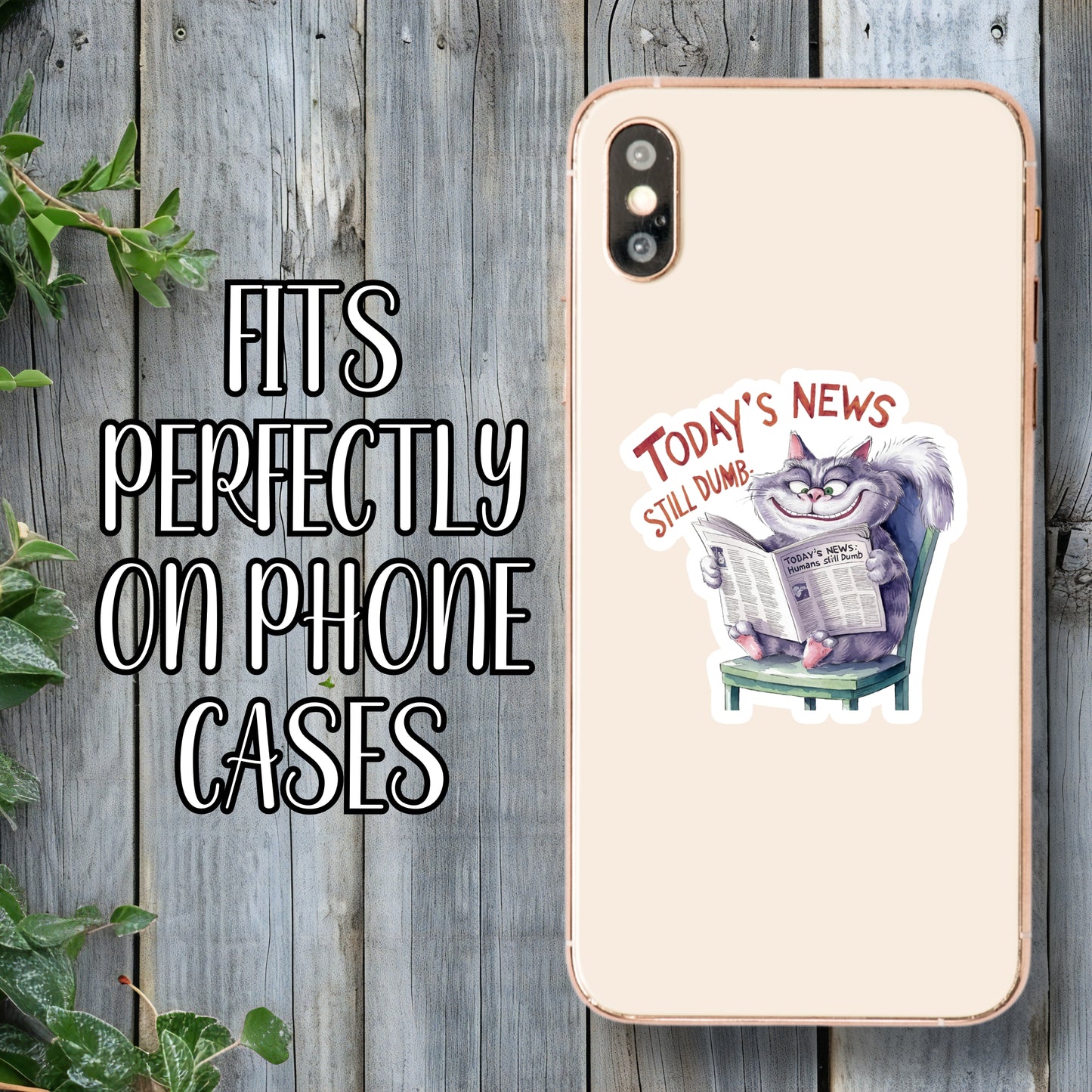 Today's News: Still Dumb. - Funny Newspaper Cat Sticker | Laminated Vinyl Decal | Funny Gift Stickers | Multiple Sizes | Perfect for Laptops, Cars, Tumblers and More!