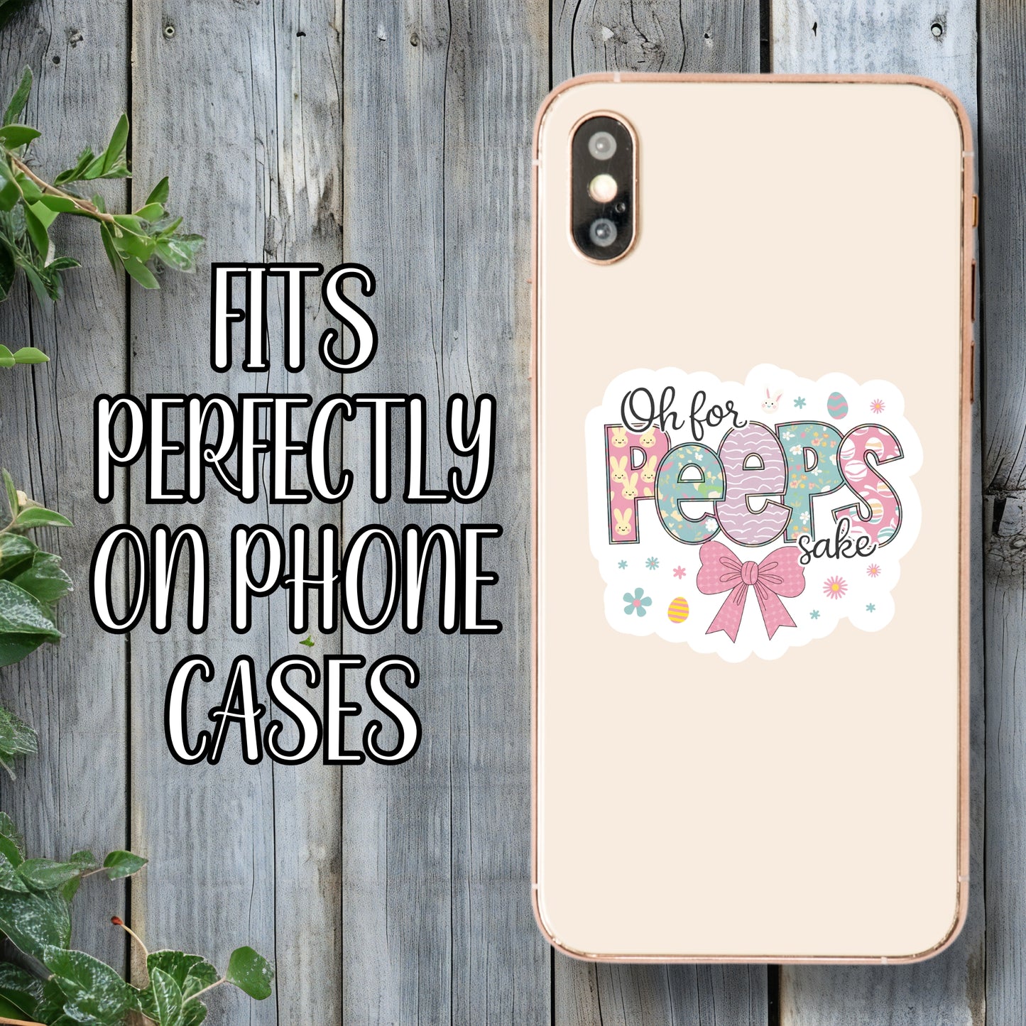 Oh For Peeps Sake - Easter Cute Floral/Egg Vibes Sticker | Laminated Vinyl Decal | Funny Gift Stickers | Multiple Sizes | Perfect for Laptops, Cars, Tumblers and More!