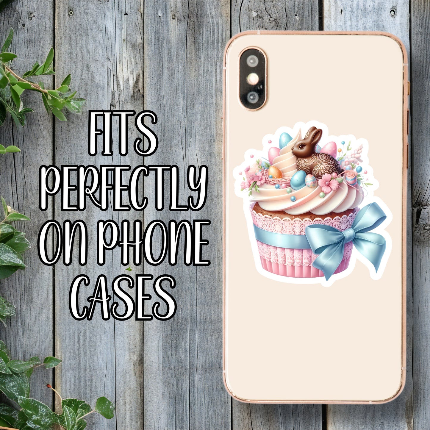 Easter Bunny Cupcake - Floral, Sweet Treat Aesthetic Sticker | Laminated Vinyl Decal | Funny Gift Stickers | Multiple Sizes | Perfect for Laptops, Cars, Tumblers and More!