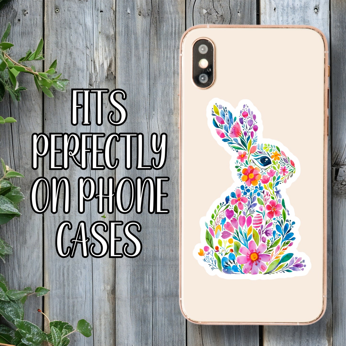 Pretty Floral Aesthetic Easter Bunny Sticker | Laminated Vinyl Decal | Funny Gift Stickers | Multiple Sizes | Perfect for Laptops, Cars, Tumblers and More!