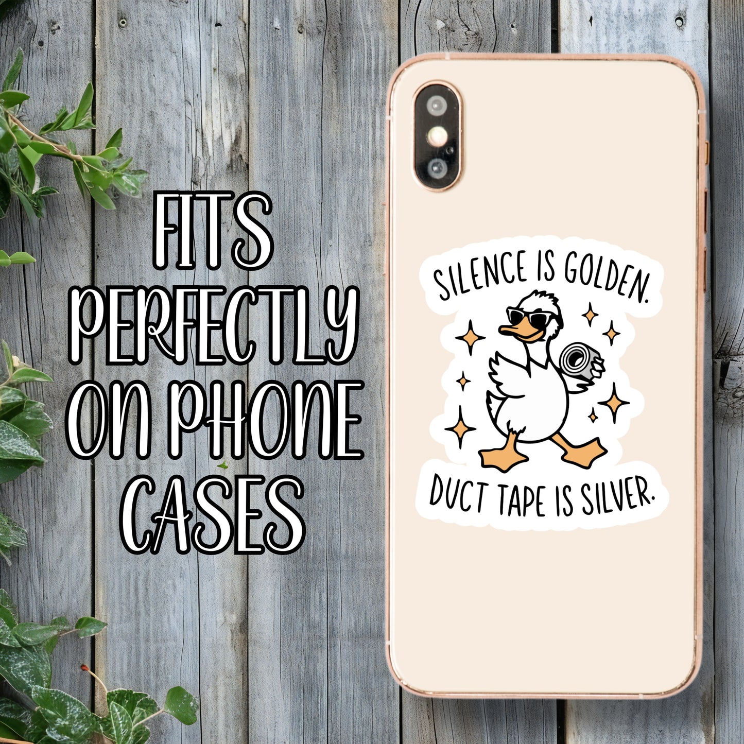 Silence Is Golden, Duct Tape Is Silver - Funny/Cool Duck Sticker | Laminated Vinyl Decal | Funny Gift Stickers | Multiple Sizes | Perfect for Laptops, Cars, Tumblers and More!