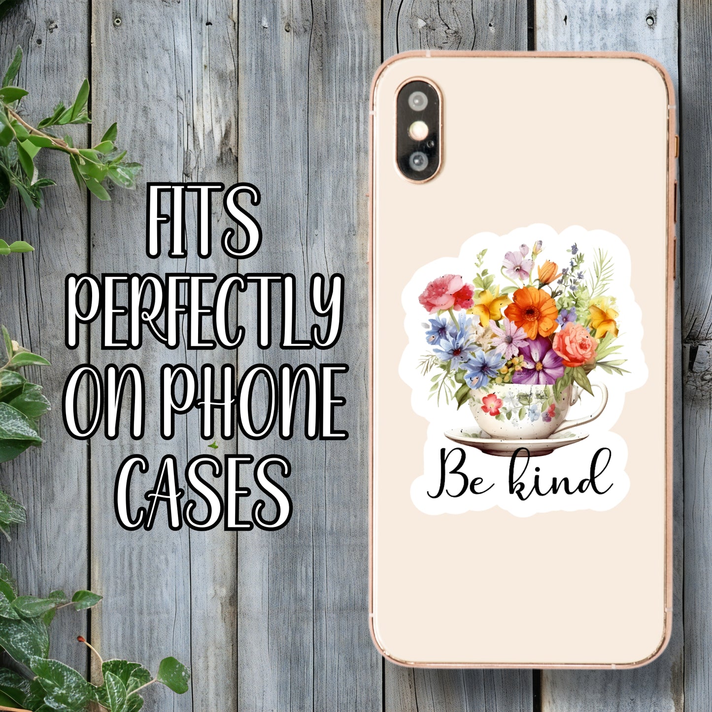 Be Kind - LGBTQIA+ Floral Teacup Sticker | Laminated Vinyl Decal | Funny Gift Stickers | Multiple Sizes | Perfect for Laptops, Cars, Tumblers and More!