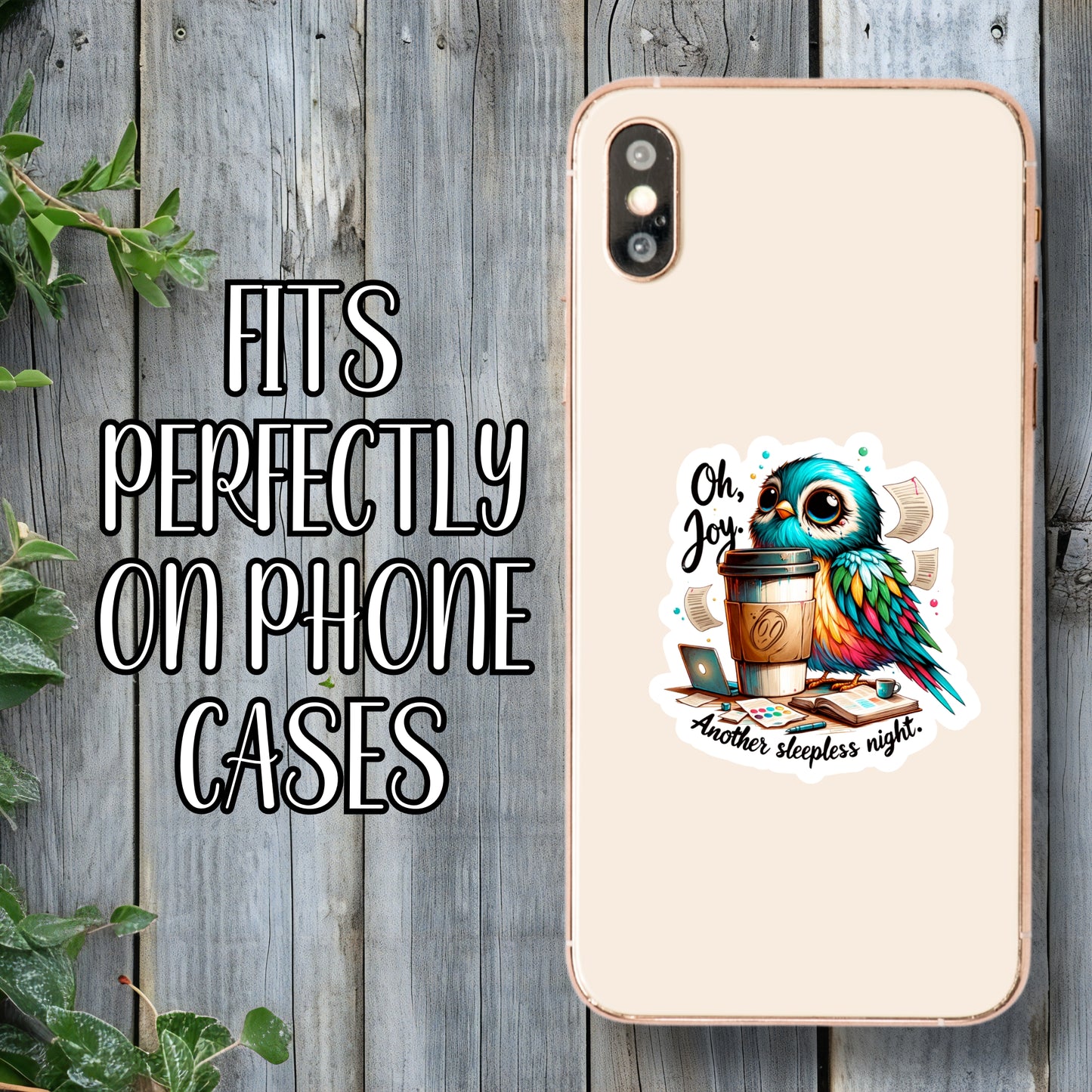 Oh, Joy. Another Sleepless Night. - All-Nighter Owl Sticker | Laminated Vinyl Decal | Funny Gift Stickers | Multiple Sizes | Perfect for Laptops, Cars, Tumblers and More!