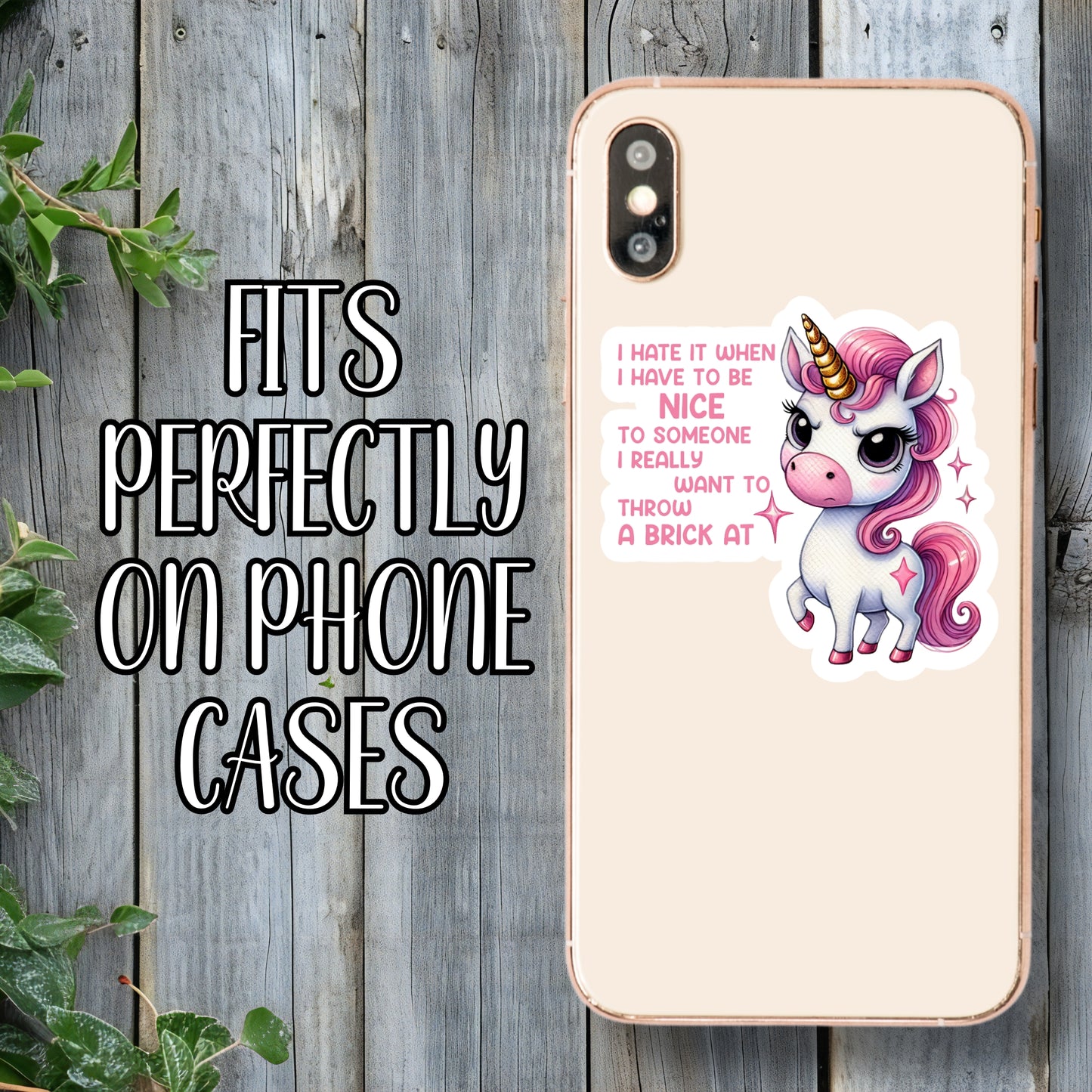 I Wanna Throw A Brick At Someone - Passive Aggressive Unicorn Sticker | Laminated Vinyl Decal | Funny Gift Stickers | Multiple Sizes | Perfect for Laptops, Cars, Tumblers and More!