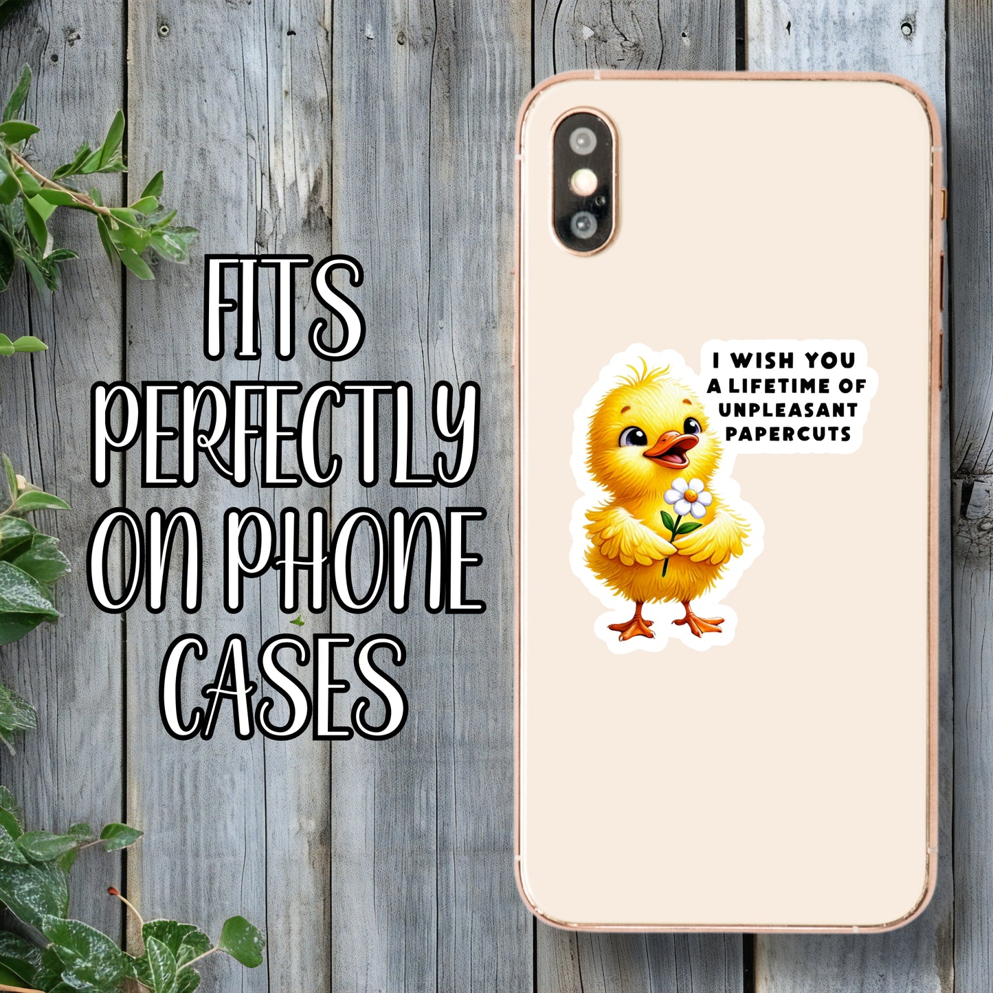 "I Wish You A Lifetime Of Unpleasant Papercuts" - Angry But Happy Cute Baby Chick Sticker | Laminated Vinyl Decal | Funny Gift Stickers | Multiple Sizes | Perfect for Laptops, Cars, Tumblers and More!