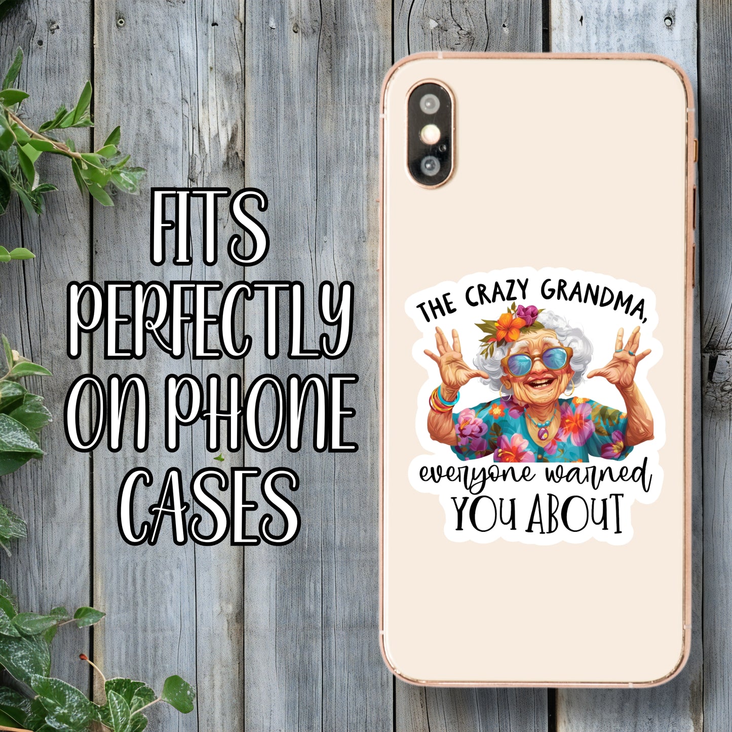 The Crazy Grandma Everyone Warned You About - Silly Sticker | Laminated Vinyl Decal | Funny Gift Stickers | Multiple Sizes | Perfect for Laptops, Cars, Tumblers and More!