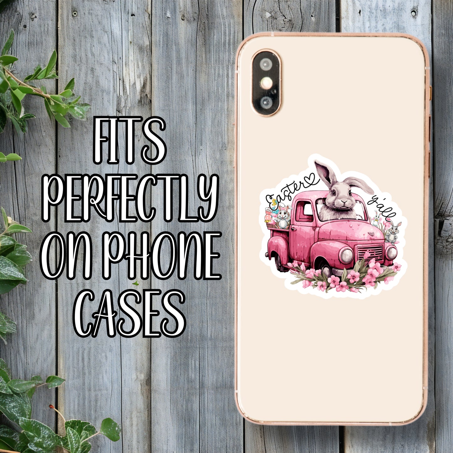 Easter, Y'all - Cute Bunny Rabbit Spring Floral Tractor Aesthetic Sticker | Laminated Vinyl Decal | Funny Gift Stickers | Multiple Sizes | Perfect for Laptops, Cars, Tumblers and More!