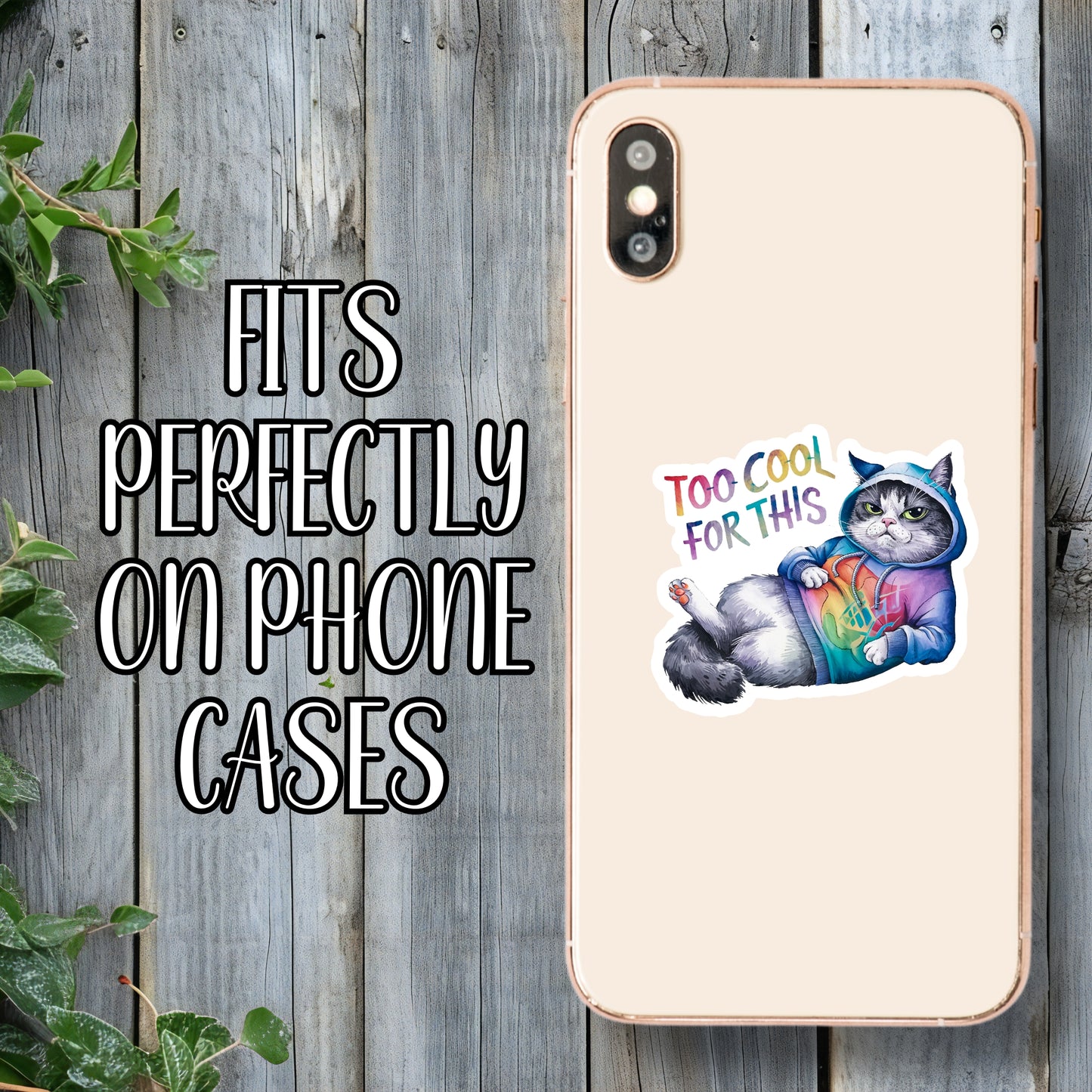 Too Cool For This - Cute Hoodie Cat Sticker | Laminated Vinyl Decal | Funny Gift Stickers | Multiple Sizes | Perfect for Laptops, Cars, Tumblers and More!