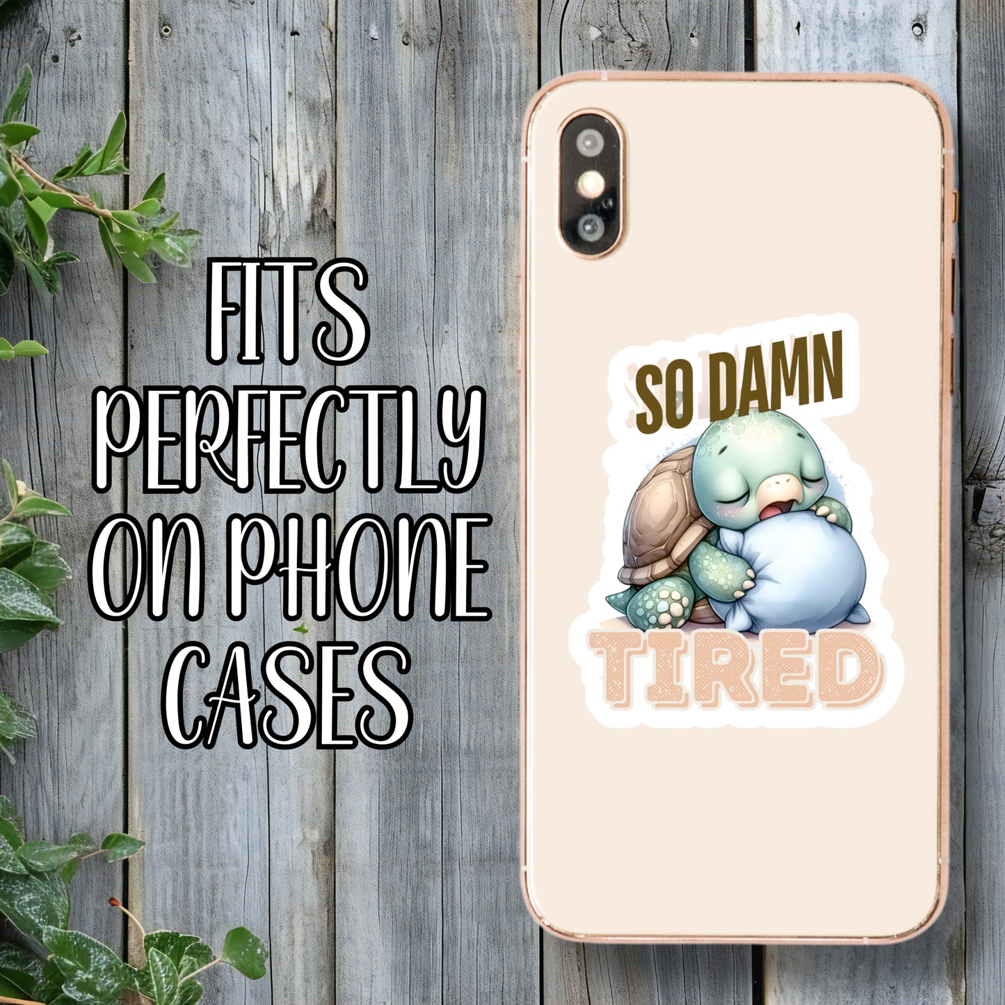 So D*mn Tired... Sleepy Turtle Sticker | Laminated Vinyl Decal | Funny Gift Stickers | Multiple Sizes | Perfect for Laptops, Cars, Tumblers and More!