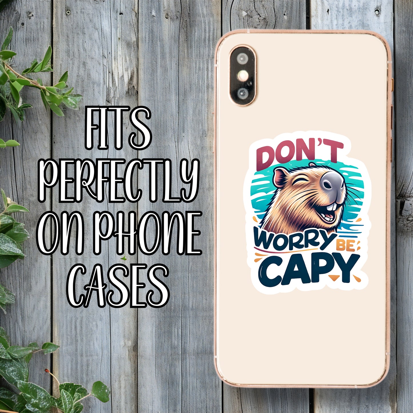 Don't Worry, Be Capy - Happy Capybara Sticker | Laminated Vinyl Decal | Funny Gift Stickers | Multiple Sizes | Perfect for Laptops, Cars, Tumblers and More!