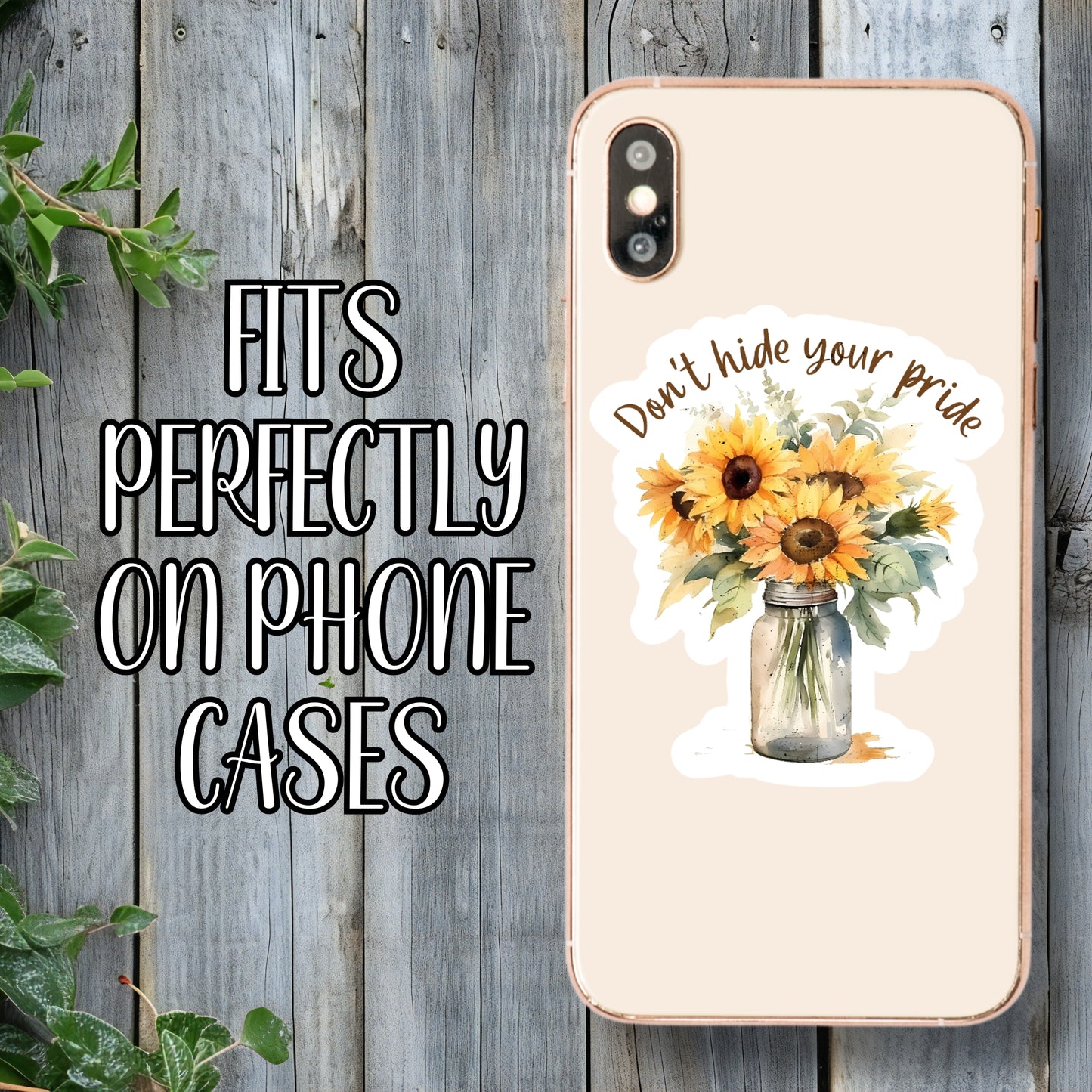 Don't Hide Your Pride - LGBTQIA+ Sunflower Mason Jar Aesthetic Sticker | Laminated Vinyl Decal | Funny Gift Stickers | Multiple Sizes | Perfect for Laptops, Cars, Tumblers and More!