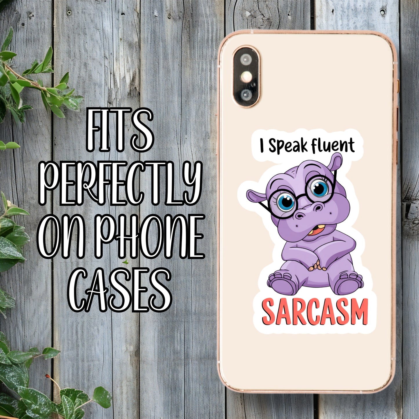 I Speak Fluent Sarcasm - Cute Sassy Hippo Sticker | Laminated Vinyl Decal | Funny Gift Stickers | Multiple Sizes | Perfect for Laptops, Cars, Tumblers and More!