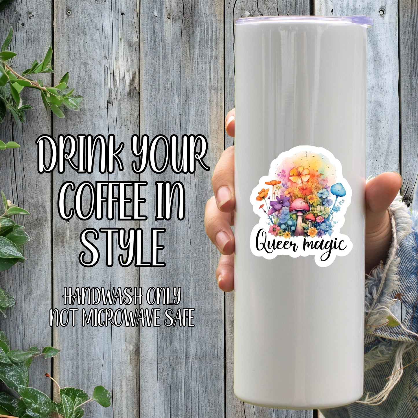 Queer Magic - LGBTQIA+ Floral Fantasy Mushroom Aesthetic Sticker | Laminated Vinyl Decal | Funny Gift Stickers | Multiple Sizes | Perfect for Laptops, Cars, Tumblers and More!