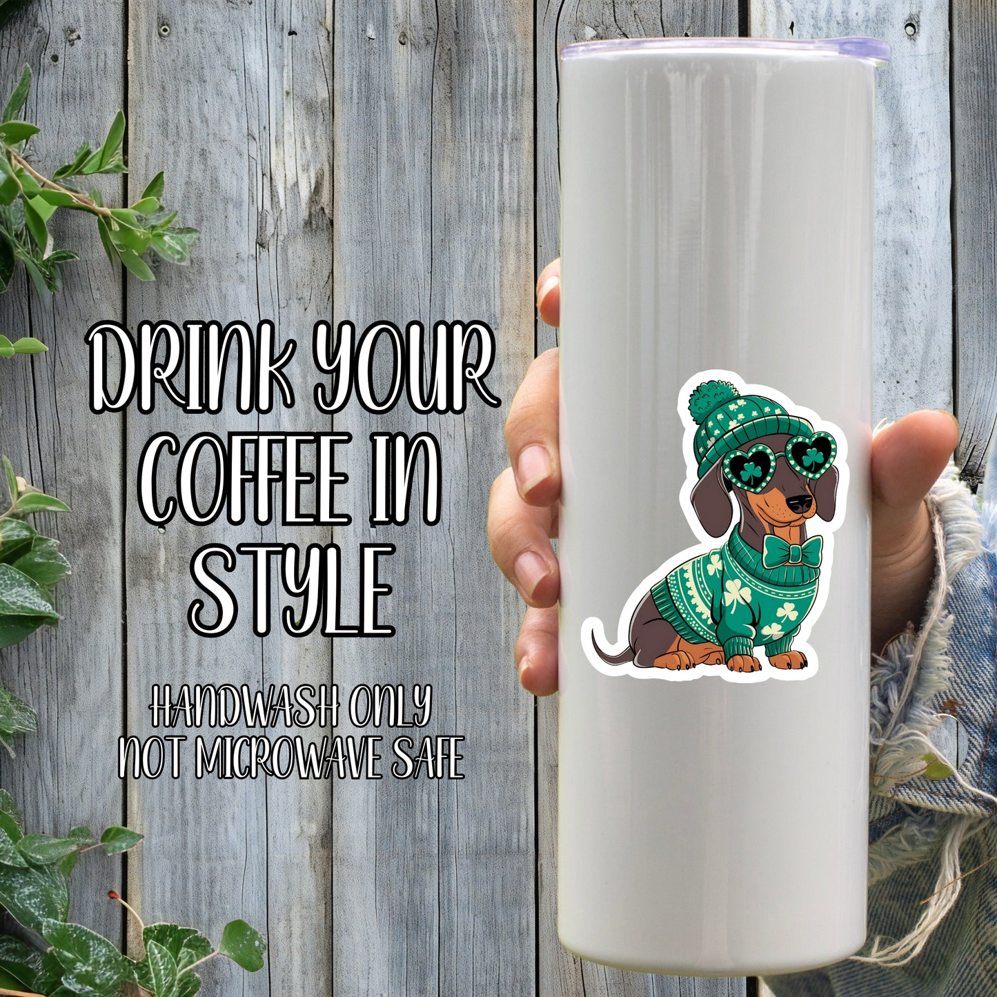 Luck Of The Irish Weiner Dog - Cute St. Patrick's Day Dachshund Sticker | Laminated Vinyl Decal | Funny Gift Stickers | Multiple Sizes | Perfect for Laptops, Cars, Tumblers and More!